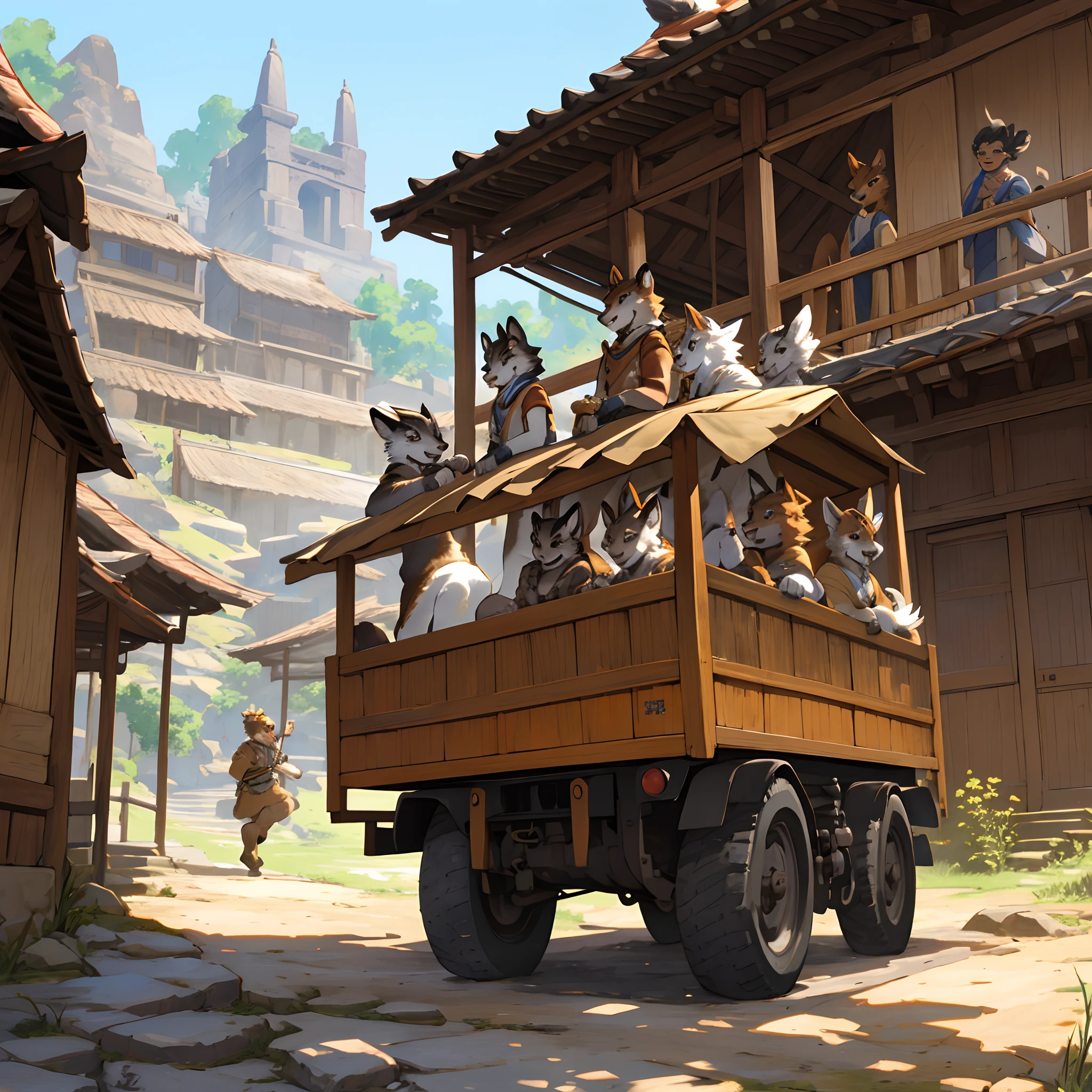 super high resolution, detailed background, World Heritage Site, 6+boys, 6+girls, Happy, joyful, absurdres(Photos of solo travelers)(kemono, furry anthro),