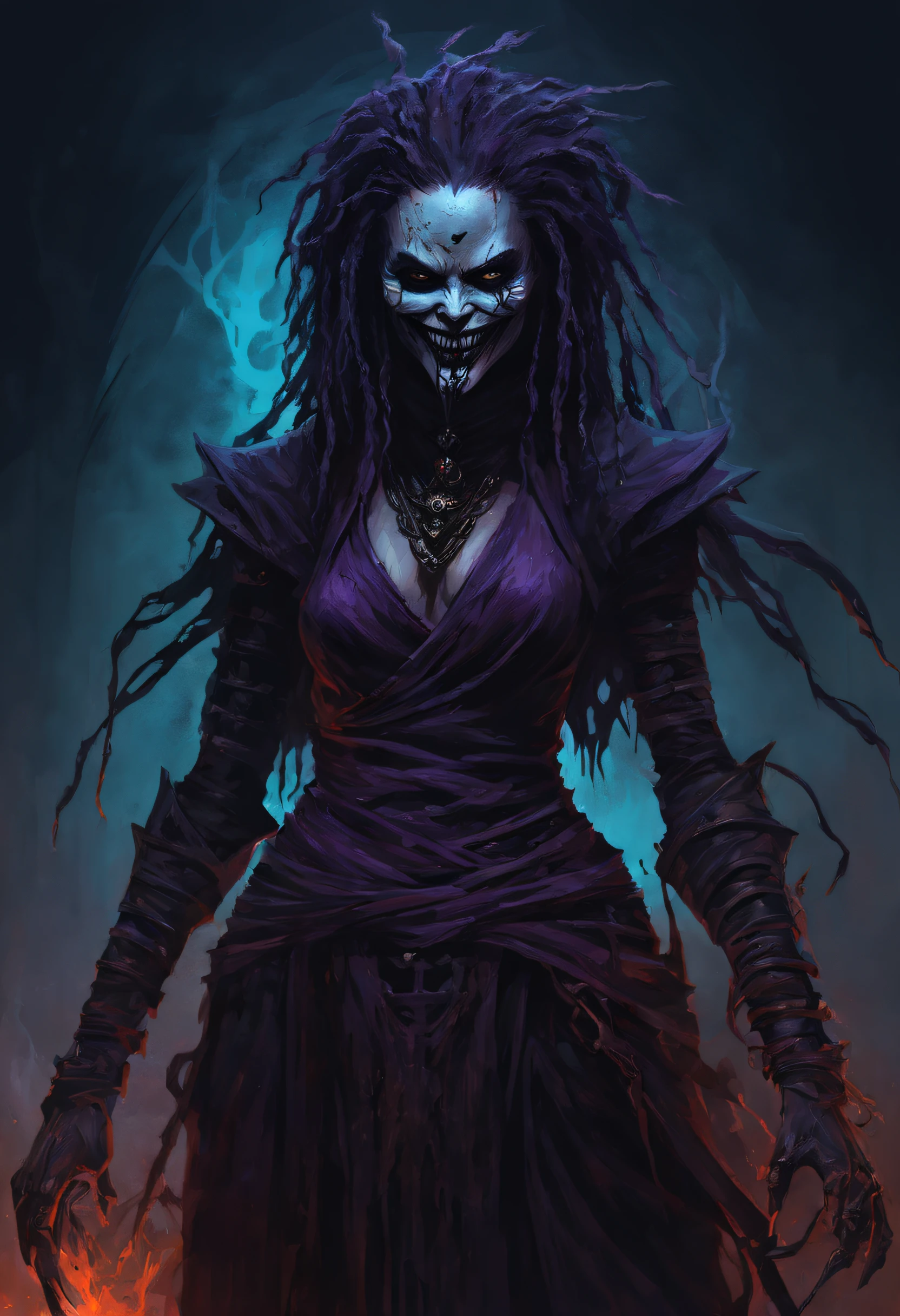 xxmixgirl, nswf girl, expressionist Darkfall Sandman, speed paint, digital ninja, glitch style, detailed, dynamic, raw, emotional, dynamic, distortion for emotional effect, vibrant, use of unusual colors, detailed, evil villain grin, evil grin, horror fantasy art, fantasy horror art, photorealistic dark concept art, in style of dark fantasy art, lich vecna (d&d), dark fantasy art, detailed 4k horror artwork, stefan koidl inspired, ((stefan koidl))
