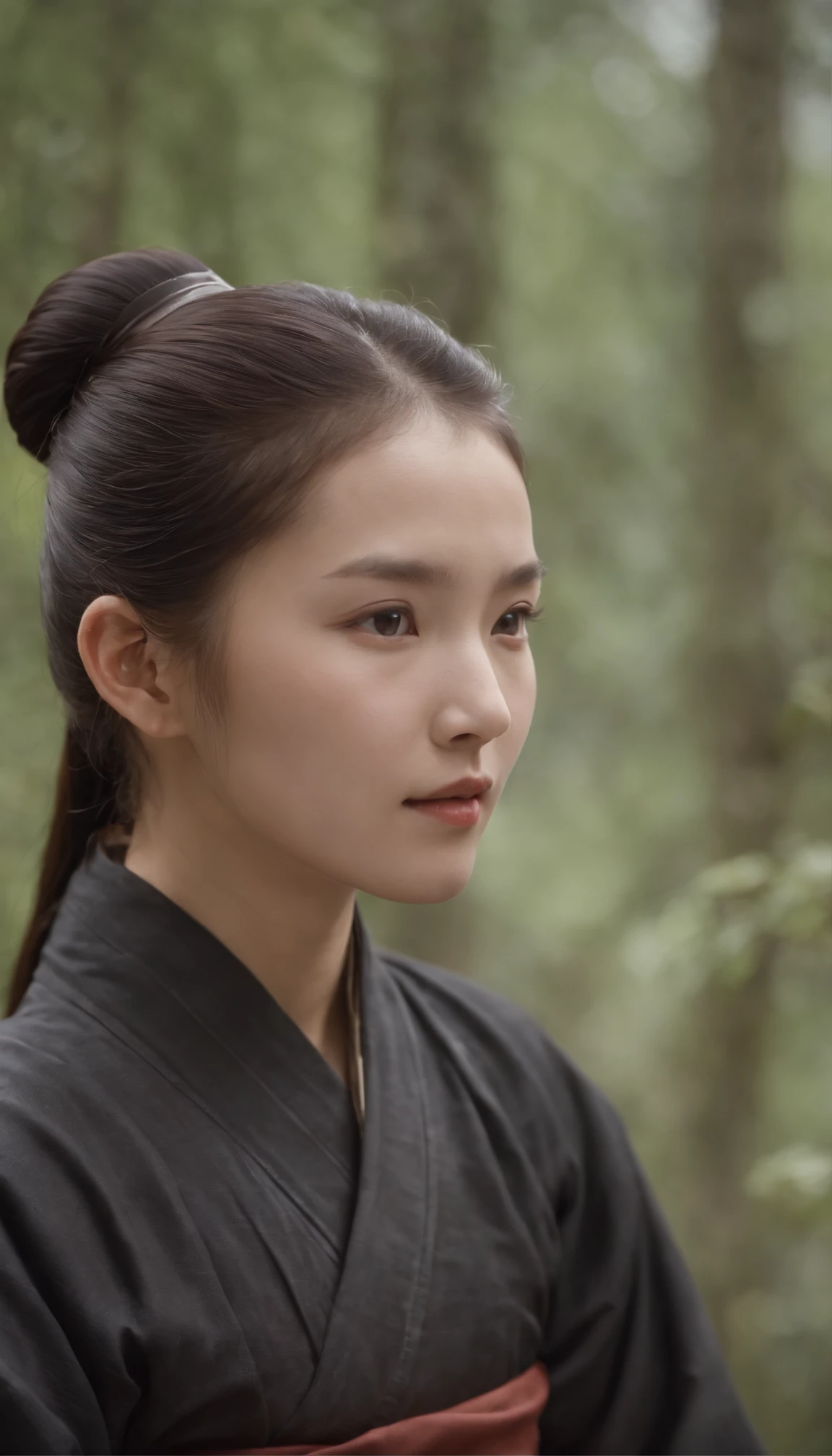 A close-up of a girl, Taoist,There is a bun on the top of the head,Use mahogany hairpins,Monk customs,inspired by Wu Daozi, monk portrait, Taoist master, portrait photo of a girl, Inspired by Hu Zaobin, inspired by Hu Zao, Long white beard, inspired by Li Cheng,high-definition picture quality