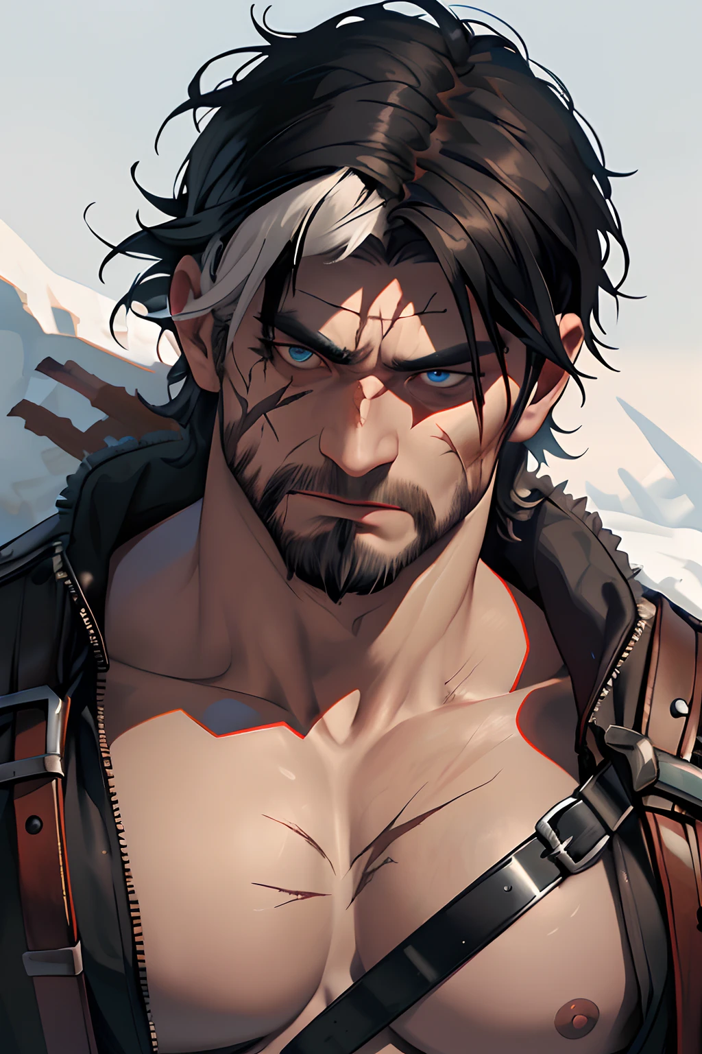 Viking Berserker. Scars in his face