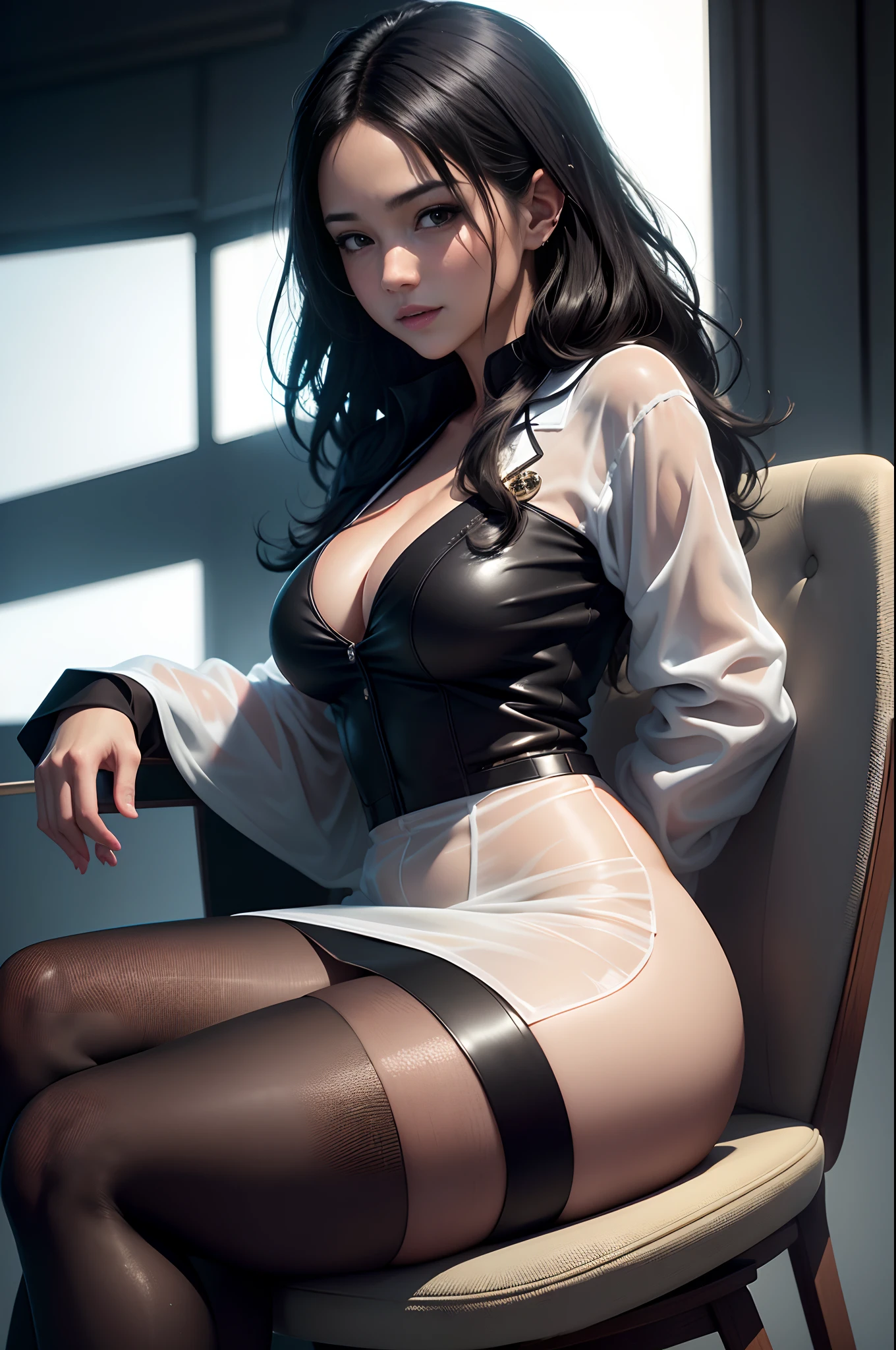 Beautiful mature black hair spanish woman、Super Beautiful Doctor (Jaws like the real thing) Doctor in a long white lab coat Black blouse Wear a black tight skirt During medical examination Sitting on a chair and examining a patient ((Slimed、小柄))、A smile Photorealsitic、a picture、masterpiece、reallistic、真实感、photorealisim、High contrast、Photorealistic Art Station Trend Digital Art 8k HD High Resolution Explanation Real, detaileds, Skin Texture, ultra-detailliert, realistic skin textures, armature, top-quality, 超A high resolution, (Photorealsitic:1.4),, hight resolution, detaileds, Raw foto, Sharp Re, Nikon D850 Film Stock Photo by Lee Jefferies 4 Kodak Portra 400 Camera F1.6 lenses rich colors hyper realistic lifelike textures dramatic lighting unreal engine artstation trends synestil 800,