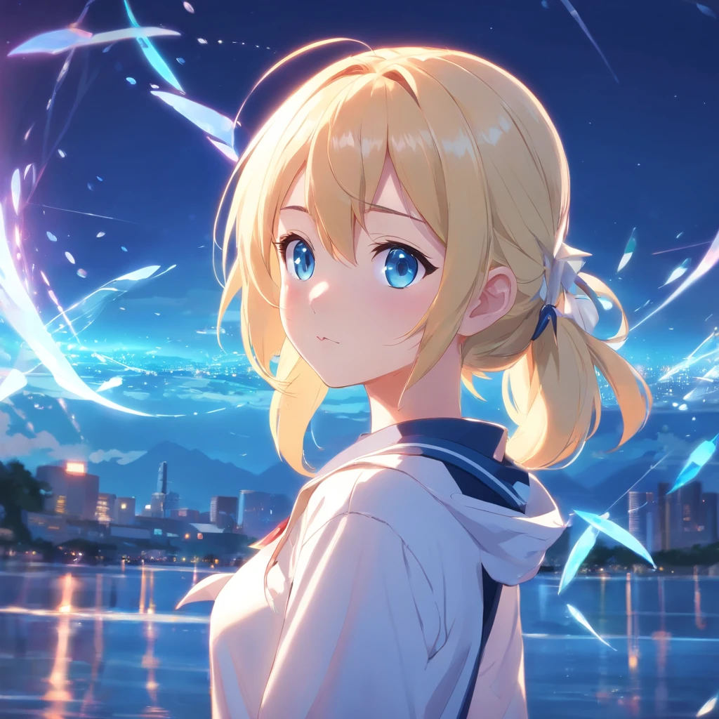 1girl, character_pokemon_lillie, 独奏, is standing,portlate、School Uniforms、bright expression、poneyTail、Young shiny shiny white shiny skin、ultimate beauty girl、Best Looks、Blonde reflected light、Blonde hair with dazzling highlights、shiny light hair,、Super long silky straight hair、Beautiful bangs that shine、Glowing crystal clear attractive big blue eyes、Very beautiful nice cute girl、Lush bust