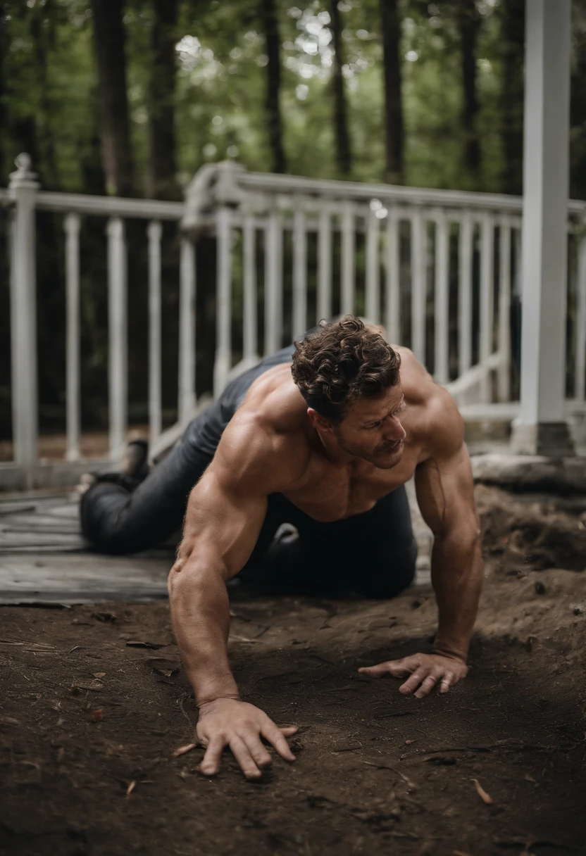 there is a man that is bending over on the ground, a picture by John Luke, flickr, figuration libre, best scene, pinned down, fighting posture, dominant pose, aggressive pose, mma, armfold pose!, , medium closeup, kimura, favorite scene, interesting angle, ben askren, beginner, tight shot