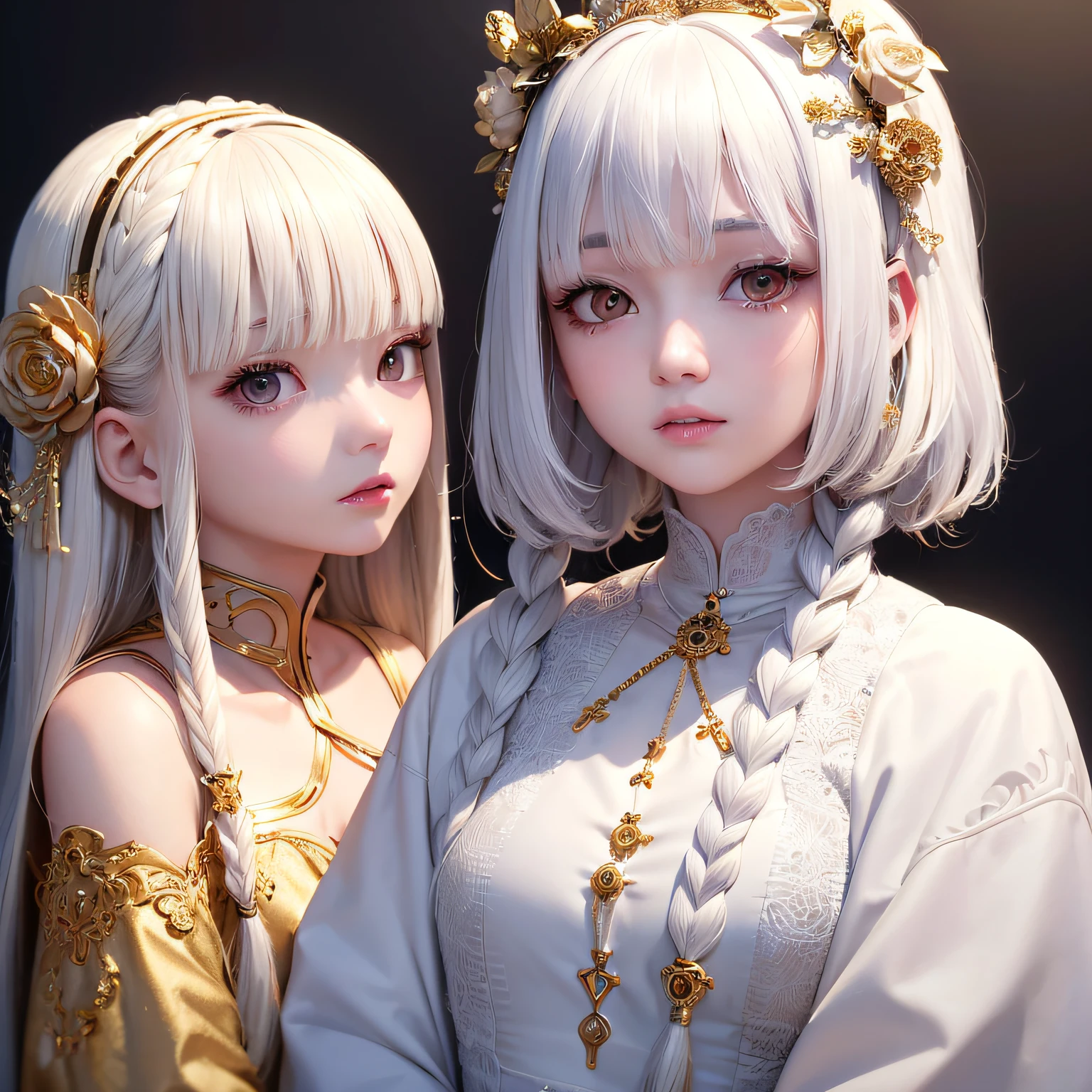 ((best best quality)), ((MasterPiece)), (Detail:1.4), 3D, A beautiful cyberpunk female image,HDR(high dynamic range),RayTrace,nvidia rtx,The ultra-Resolution,Unreal 5,Subsurface scattering、pbr texturing、postprocessing、Anisotropic Filtering、depth offield、Maximum Clarity and Clarity、Many-Layer Textures、Albedo and Specular map、Surface coloring、Mitsu-Accurate simulation of material interactions、Perfect Scale、octanerendering、Two-colored light、large aperture、low ISO、white balance、Rule of Thirds、8K RAW、beautiful bright pupils,flowing robe,Fine pupils,Detailed face and eyes,Long Lashes,Blushlush,voluminous hair,Tender red lips