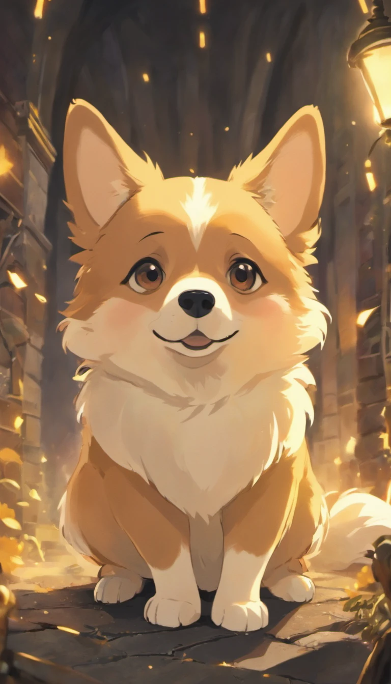 Chinese corgi illustration film lighting effects,Um corgi sentado na grama,Seus olhos estavam fixos na tela,Otimize os detalhes dos olhos,Um corgi sentado na grama,Seus olhos estavam fixos na tela,Otimize os detalhes dos olhos,melhor qualidade,alto detalhe,melhor qualidade,8k, 3Drenderingof,VR5.0 renderer rendering,unreal engine 5 renderizar