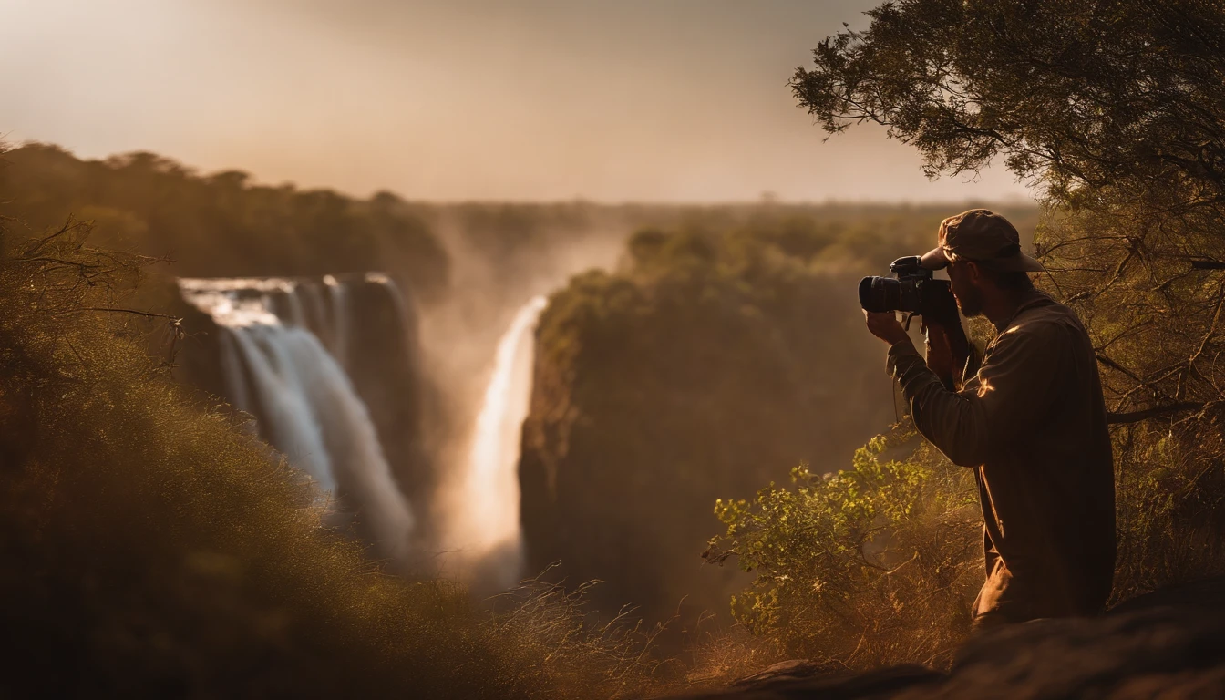 Imagine a day in the life of a wildlife photographer capturing the diverse animal species near Victoria Falls.