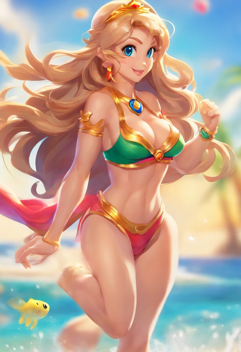 prompt: supergirl in bikini,nude pussy,beautiful detailed eyes,beautiful detailed lips,bikini with vibrant colors,confident and fierce expression,long flowing hair,fit and toned body,tropical beach backdrop,soft and golden sunlight,crashing waves,relaxed and carefree pose,sand between her toes,sparkling sea water,ultra-detailed,highres,photorealistic,studio lighting,vivid colors