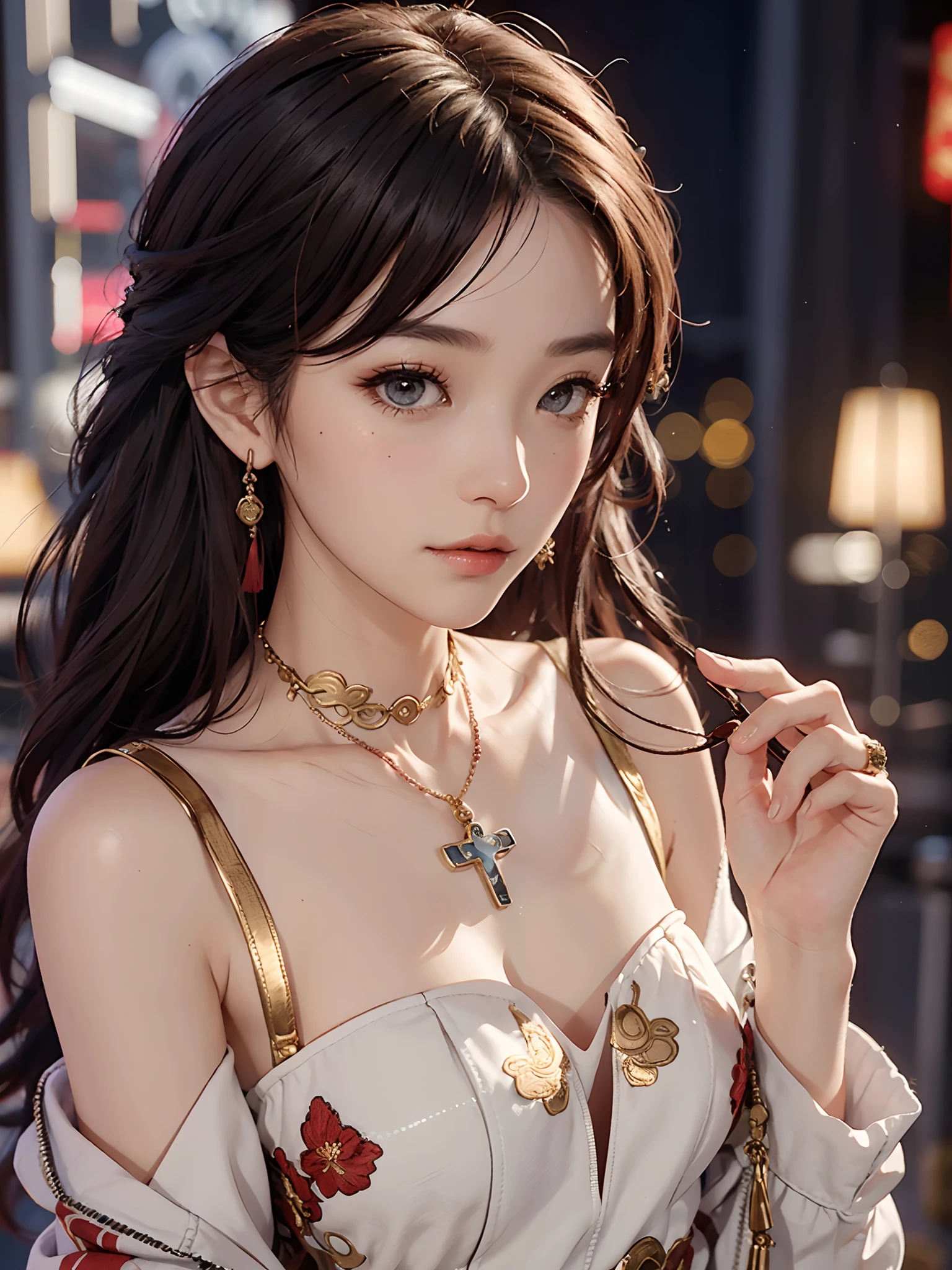 best quality, masterpiece, highres, 1girl,china dress,hair ornament,necklace, jewelry,Beautiful face,upon_body, tyndall effect,photorealistic, dark studio, rim lighting, two tone lighting,(high detailed skin:1.2), 8k uhd, dslr, soft lighting, high quality, volumetric lighting, candid, Photograph, high resolution, 4k, 8k, Bokeh,