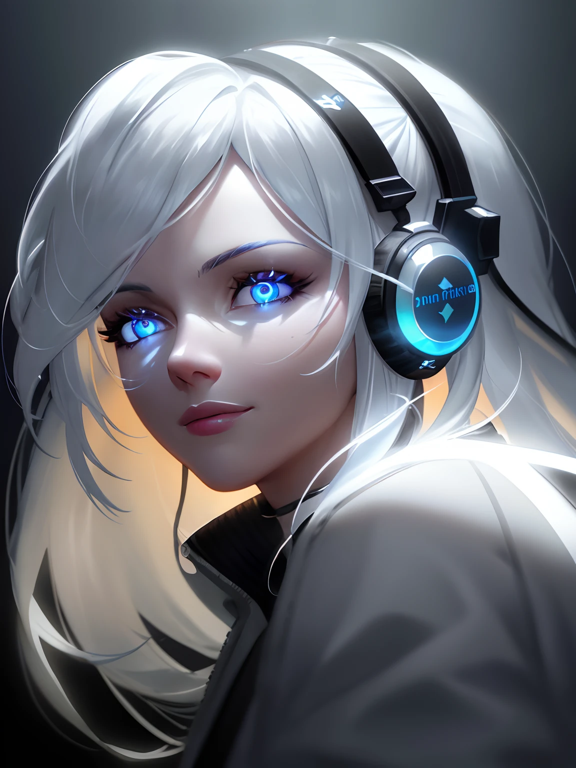 (on the moon, space, looking back into earth), white hair, black tank top, volumetric lighting, white jacket, glowing headphone, cyberpunk, futuristic, multi-color eyes, detailed eyes, hyper detailed,light smile,
highly detailed, beautiful, small details, ultra detailed, best quality, intricate, hyperrealism, sharp, digital illustration, detailed, realism, intricate, 4k, 8k, trending on artstation, good anatomy, beautiful lighting, award-winning, photorealistic, realistic shadows, realistic lighting, beautiful lighting, raytracing, intricate details, moody, rule of thirds, masterpiece, (illustration:1.1), highres, (extremely detailed CG, unity, 8k wallpaper:1.1), beautiful face, highly detailed face, ultra realistic, masterpiece, bokeh, extremely detailed, intricate, zoomout,
colorful, vibrant colors, red nail polish, side view,