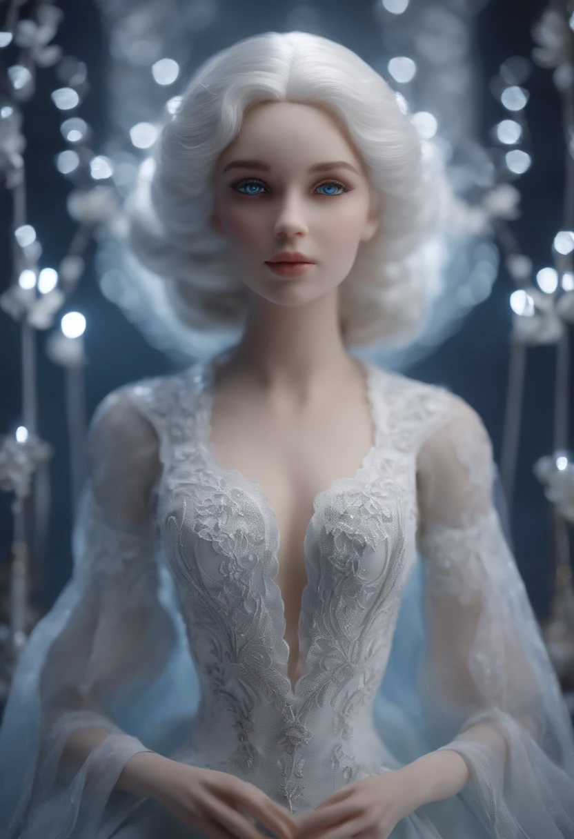 a tall statue carve from ice crystal ((transparency1.2))tall Venus wearing royal regalia, beauty face, perfect anatomy, full body, iconic model standing stance, model pose, high pose, perfect pose, aesthetic pose, full transparent (transparency 1.5) fluorescent light, luminescent, (upper tight, shot) low angle camera, (lower view 1.6) from below view