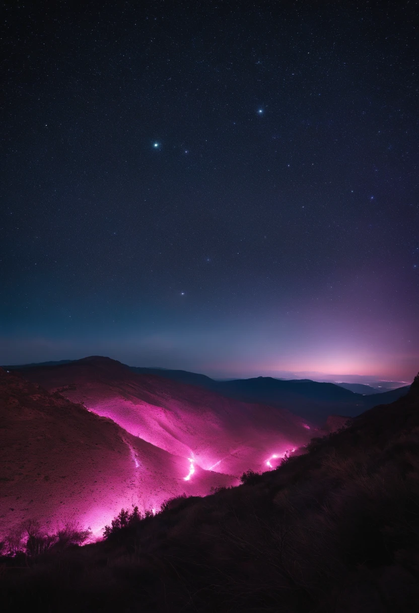 STARRY SKY WITH SHADES OF PINK LIGHTS