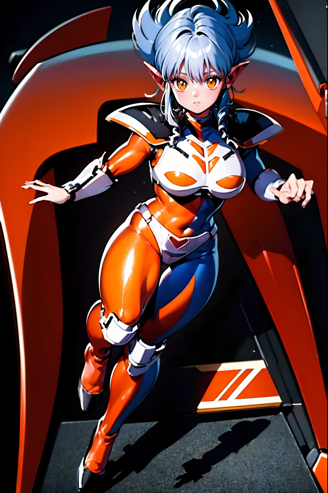 masterpiece, best quality, solo, 1girl, space,full body, iczer3,orange eyes,big breast