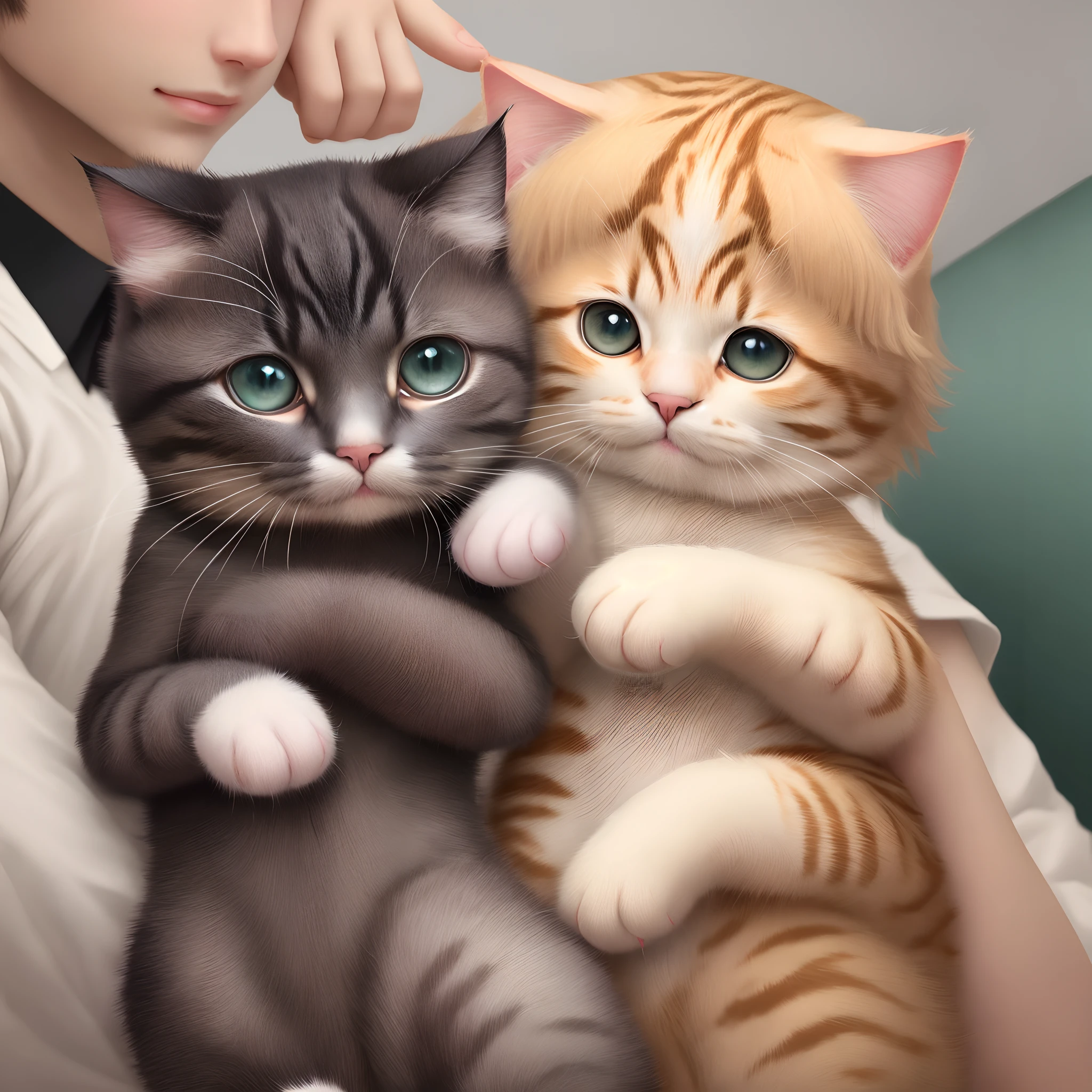 Boy cute cat hand