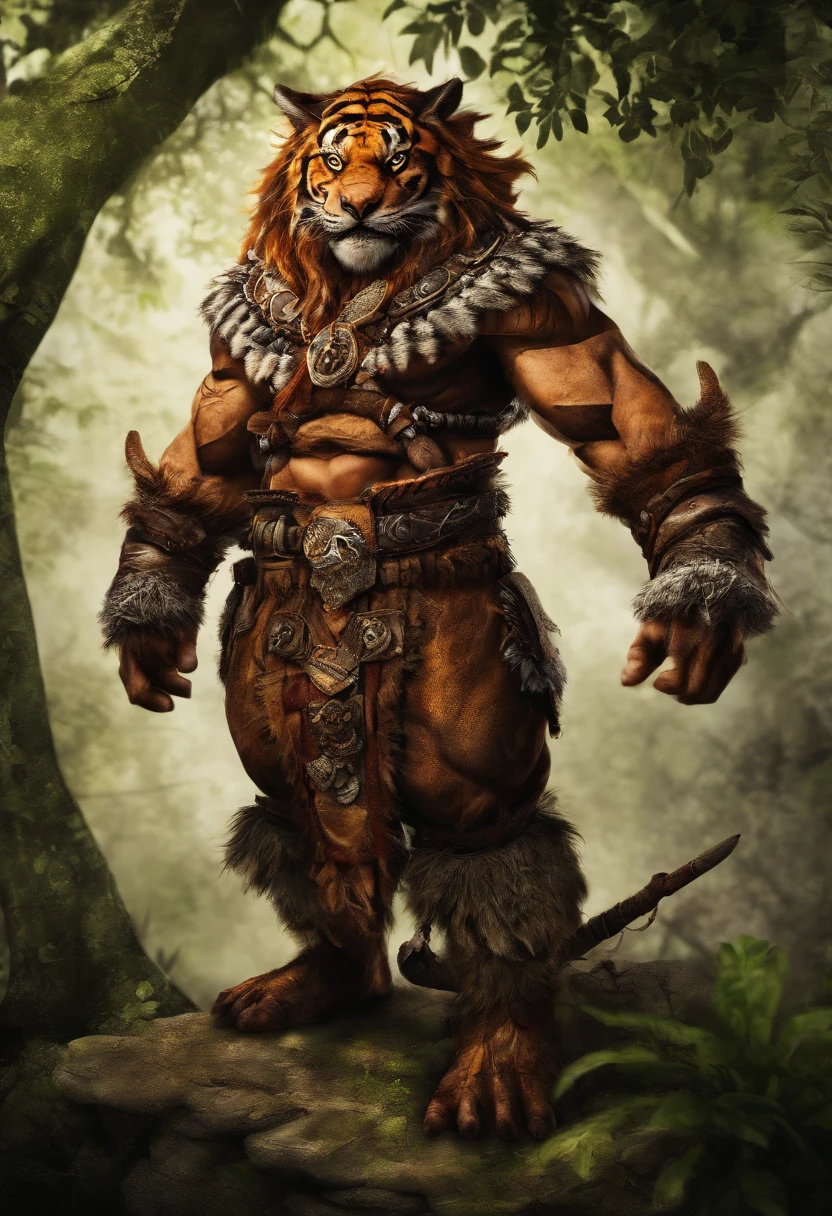 Critters,Female beasts,Tiger's head,超A high resolution, Movie Angle, Professional lighting, best qualtiy, tmasterpiece, Perfect focus,Background bokeh,realisticlying,Ultra-high resolution fabric texture,8k eye details,8K pupils,{{{{Lower grade}}}}, Vulgar appearance,frontal photos,taking a full body photo,frontal photos,taking a full body photo,(Super swollen: Exaggerated scale: Swelling, huge-breasted,super gigantic breasts),(Full chest support suit),(Plump clothing is supported by the chest),(Expose gigantic breasts),(Furry animal fur),animal personification