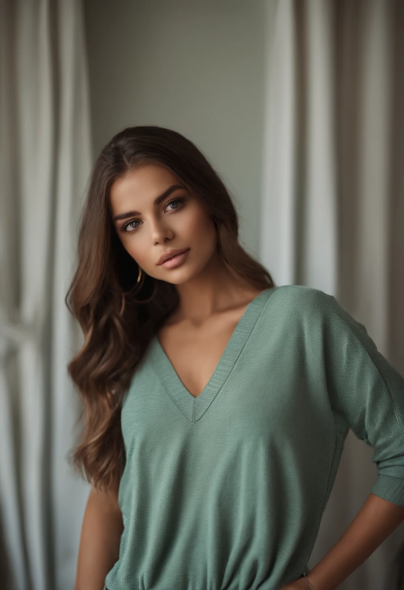 Arafed Mujer con una camiseta blanca sin mangas y un collar, Chica sexy con ojos verdes, Retrato Sophie Mudd, brown hair and large eyes, selfie de una mujer joven, Ojos del dormitorio, Violeta Myers, sin maquillaje, Maquillaje natural, staring directly into camera, cara con artgram, maquillaje sutil, Impresionante foto de cuerpo completo, penetrantes ojos verdes, beautiful angle, Pose atractiva, , pose sexy, Imagen de cuerpo entero, cuerpo completo, full body shoot, Diosa morena, High detail, Pose satisfecha, pantalones de cuero
