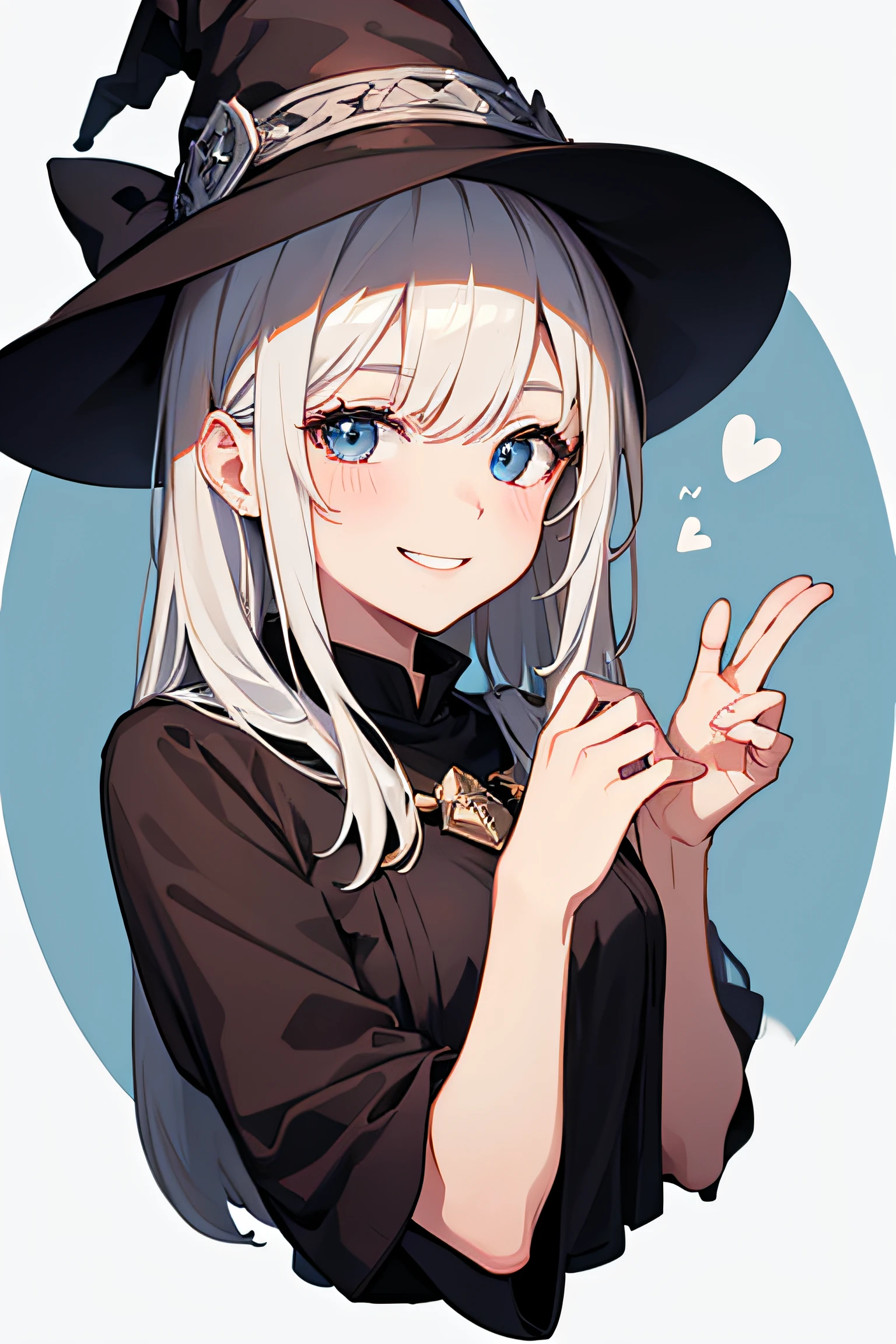 young witch, smiling , looking at the camera, white background
