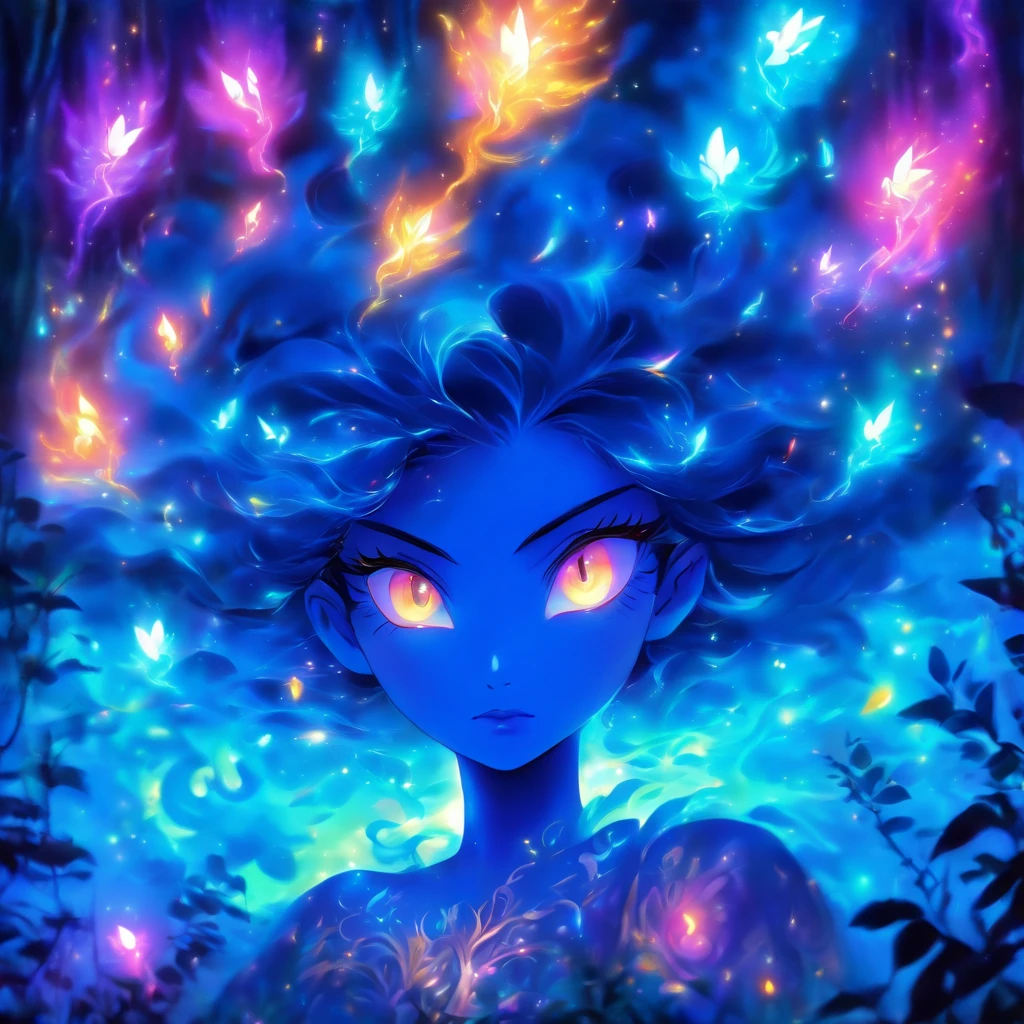 (best quality,highres,ultra-detailed),female with glowing teal eyes,rainbow colored hair,casting glowing spells,mystical forest,witch,goddess,medium:oil painting,beautiful detailed lips,dark and mysterious atmosphere,flowing gown,ethereal light,sorcery and magic,soothing calmness,inspiration from fantasy novels and mythology,enchanted creatures,peaceful and serene background,dream-like setting,vibrant colors and rich textures,creation surrounded by nature,whimsical and mystical elements,harmonious and enchanting ambiance,luminous glow of the spells,graceful and powerful posture,alluring and captivating aura,eyes shining with ancient wisdom,transformation and metamorphosis,unveiling the hidden mysteries of the forest,otherworldly energy and power,feminine strength and elegance,dark and vibrant color palette,soft and delicate brush strokes,exquisite attention to detail,revealing the power of nature and its delicate balance,awakening the mystical connection between humans and the natural world,bringing forth the hidden beauty and secrets of the forest,transcending reality and entering a realm of enchantment and wonder.