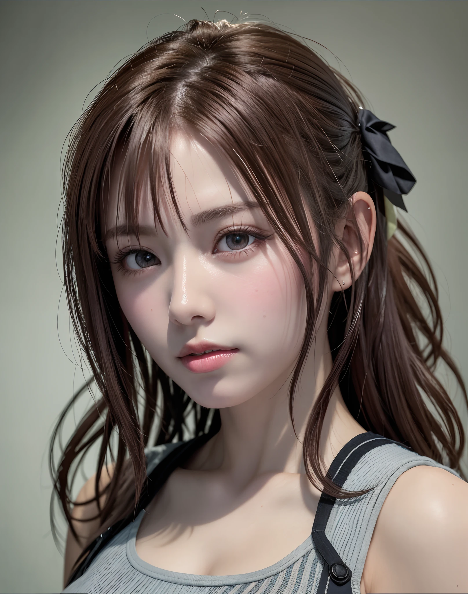 high quality picture, masutepiece, detailed hair texture, Detailed skin texture, Detailed Cloth Texture, 8K, Add fabric details, ultra detailed skin texture, ultra detailed photographic, Skin pores, Portrait of a girl, Wear a tank top, Add cloth details, High Ski...