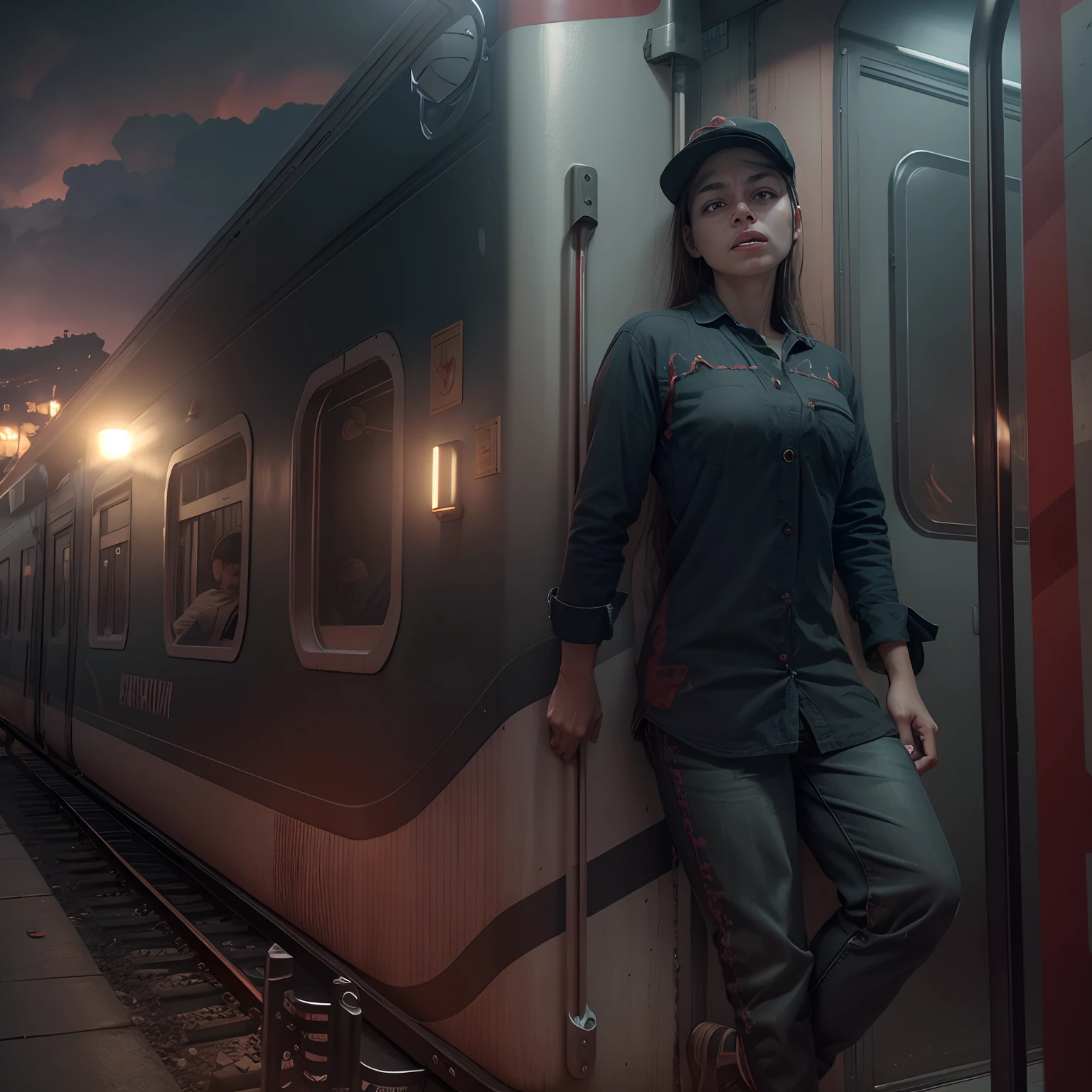 Make the train horror and full photo artificial and 8k ultra realistic