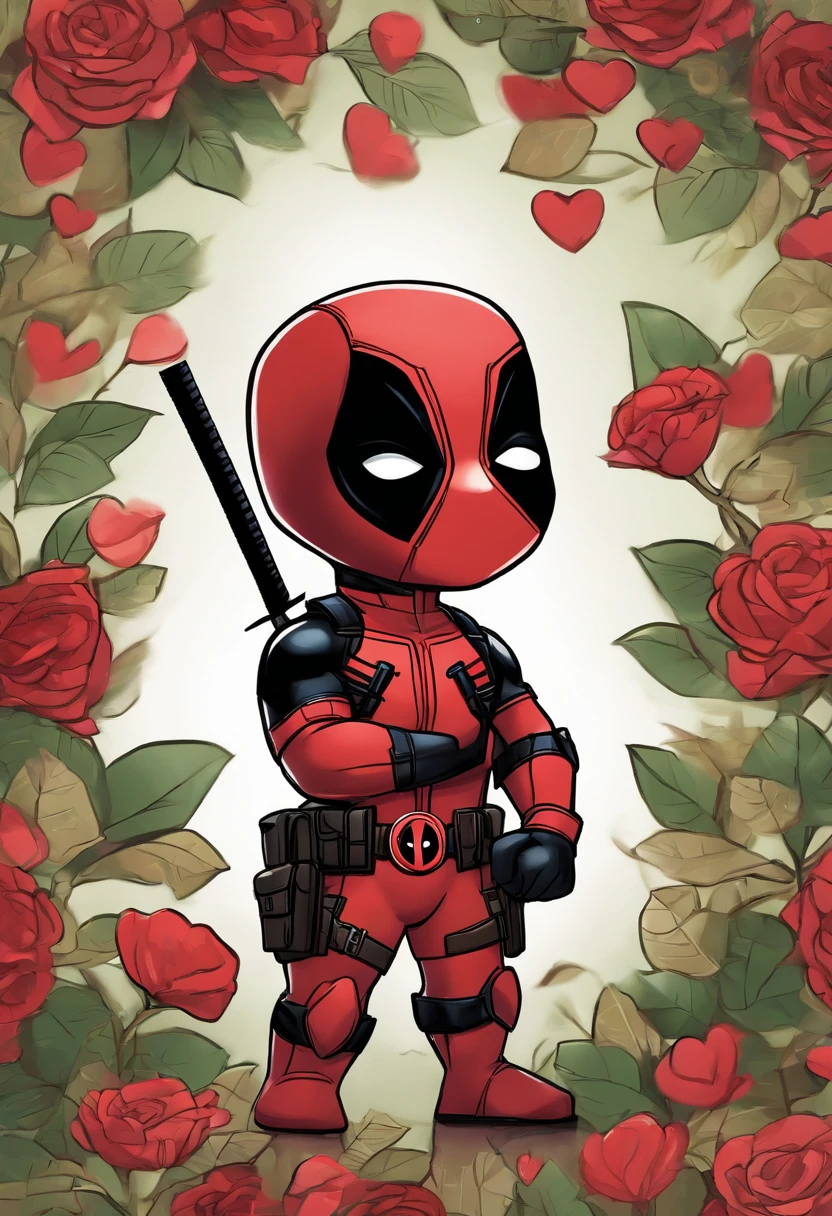 Deadpool making a chibi heart