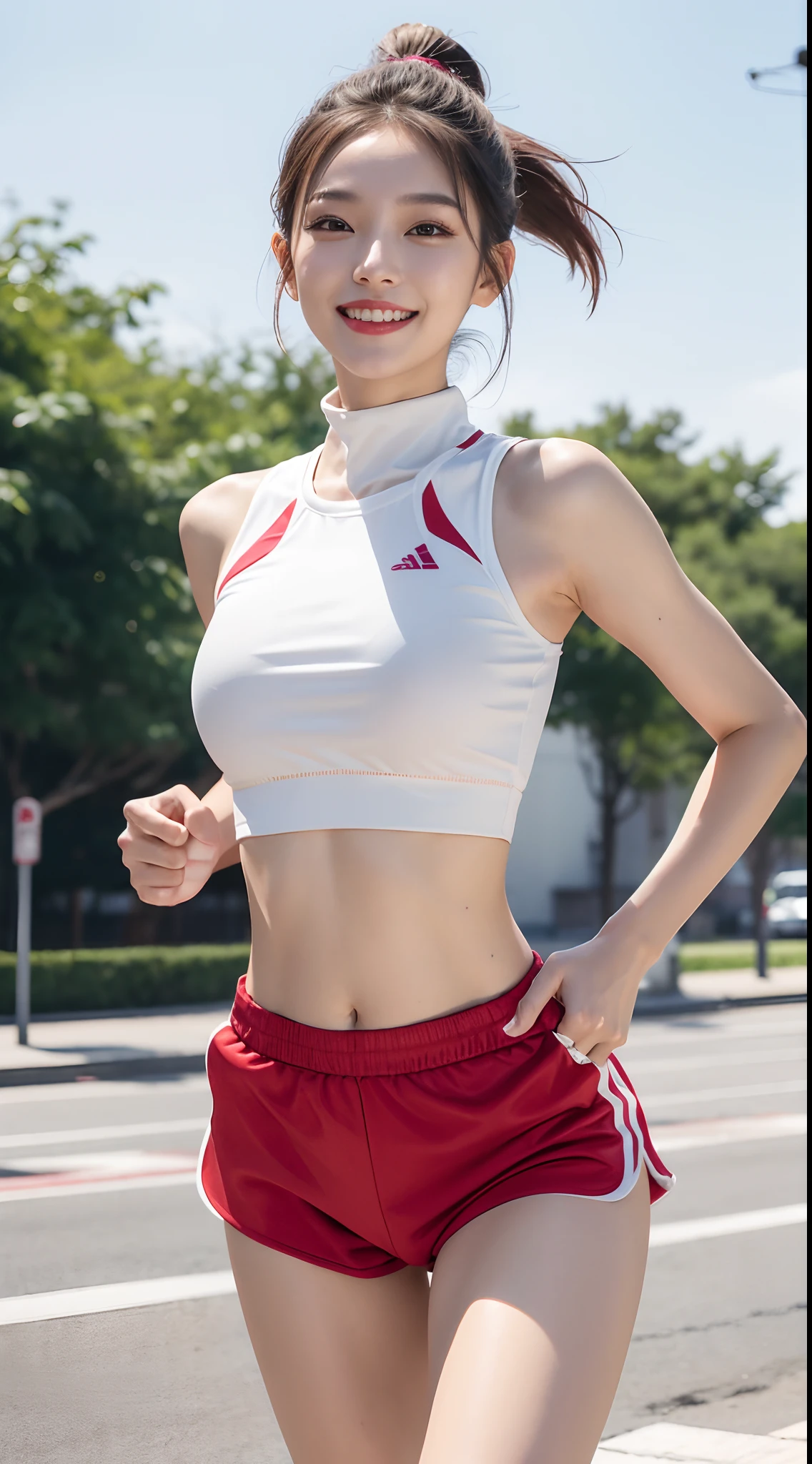 (8k, RAW Photos, Highest quality, masterpiece:1.2), Super detailed, 超High resolution, High resolution,(Realistic, photo Realistic:1.4),Depth of written boundary, Realistic shadow, Caustics, Natural Shading, Photon Mapping, Fine-grained, Perfectly focused,
break
cinematic lighting, Soft lighting, High resolution, Sigma 24mm F/2.8, ISO400, 1/125 second shutter,Very delicate and beautiful, Very detailed, 8k wallpaper, wonderful, In detail, Large file size, Very detailed CG, unity 8k wallpaper, Official Art, Perfect artwork, Production art,
break
((Beautiful attention to detail, Natural color lip, Soft white skin that shines in every detail, 18-year-old)), 1 girl, alone, blush, Ample breasts,
break
short hair, Pink Hair, fluffy bob cut,
break
eyebrows visible through hair, Open your mouth, smile,
break
(Cheerleader:1.3), mini skirt, Red Bow,
break
looking at viewer,
break
jumping