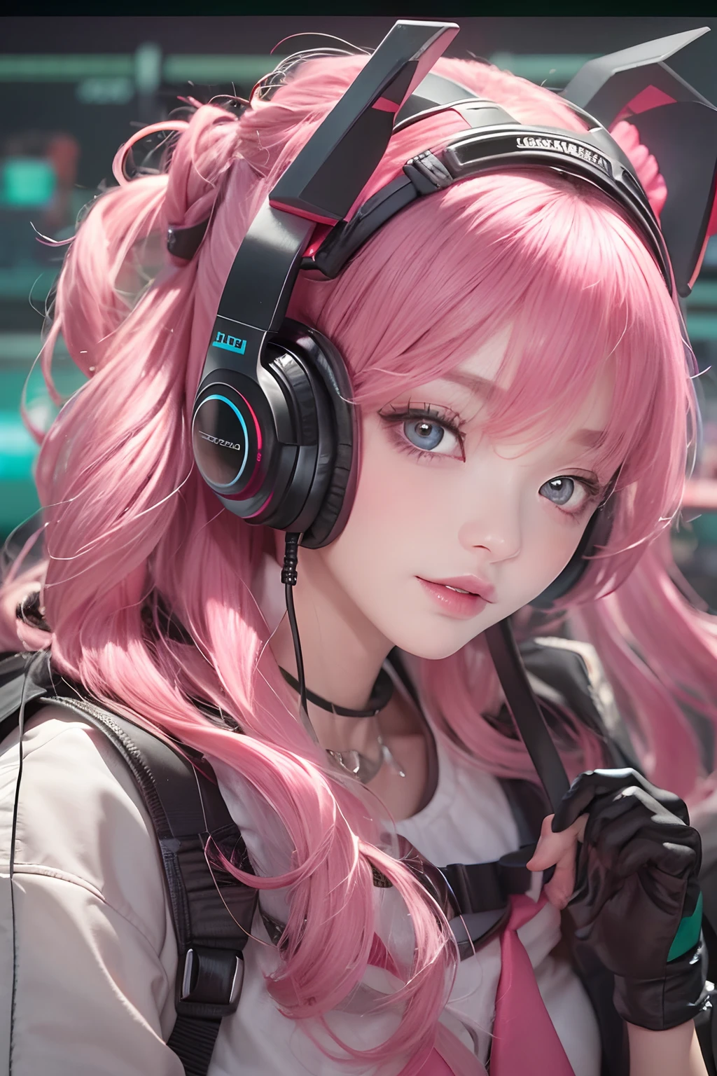 masterpiece, concept art, dynamic angle, a girl with pink hair blowing a bubble, by WLOP, featured on cgsociety, photorealism, lolita style, soft shadows on the face, sculpted out of candy, [ bubbles, naver fanpop, blonde anime girl with long hair, ( ( ( anime ) ) ), a human-like juicy peach