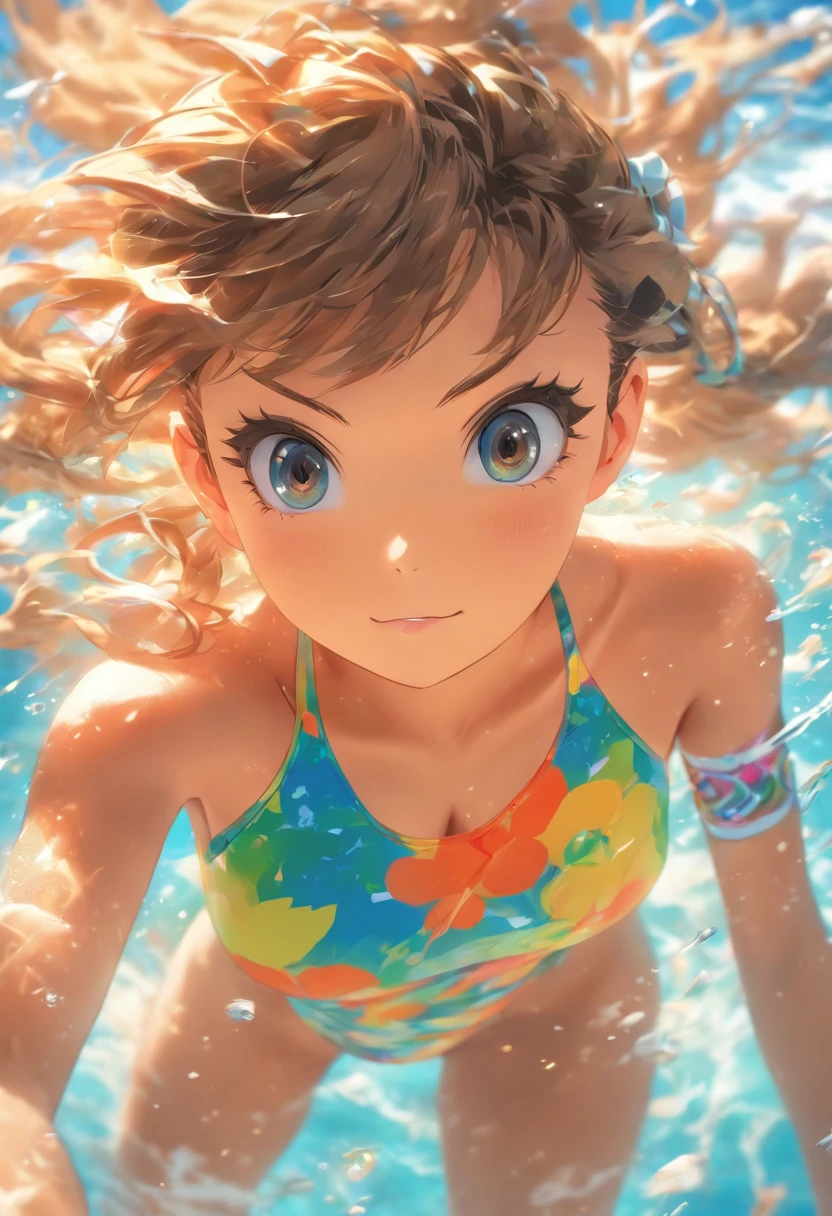 1 girl in swimsuit Japanese school, masterpiece, ccurate, anatomically correct, high details, super detail, best quality, 8k