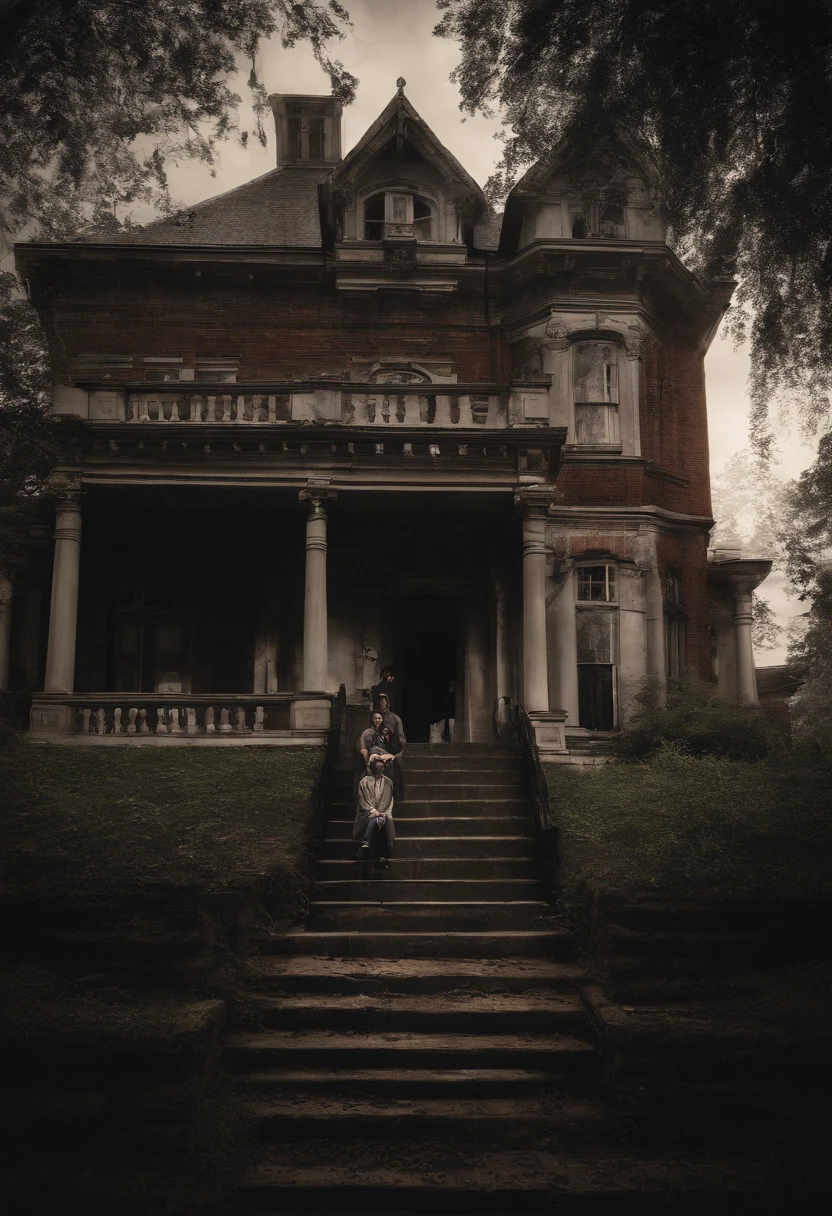 An image of Sarah and David, a young, loving couple, smiling broadly as they hold hands, in front of a beautiful country house. They are dressed in casual clothes, with expressions of excitement and hope on their faces. The house, in the background, is a charming red brick building with ornate windows and a well-kept garden that extends to the entrance. The soft light of the afternoon sun highlights the home, creating a warm and inviting feel. The image conveys the joy and anticipation that Sarah and David feel as they begin this new stage of their lives together.