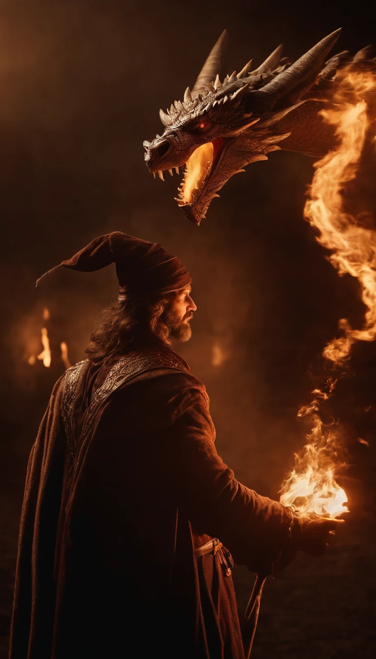 Arafed man with a dragon and a staff holding a fire, an arcane wizard casting a spell, Foto do personagem de fantasia, retrato closeup de um mago, dungeons and dragons character, Velho Archmage masculino, wizard casting a spell, Unreal Engine Arte de fantasia, Retrato de um Mago, mago masculino, mago da fantasia, Arte de fantasia 4k, spell casting wizard