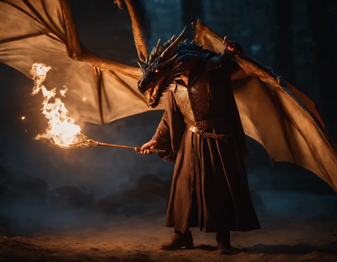 Arafed man with a dragon and a staff holding a fire, an arcane wizard casting a spell, Foto do personagem de fantasia, retrato closeup de um mago, dungeons and dragons character, Velho Archmage masculino, wizard casting a spell, Unreal Engine Arte de fantasia, Retrato de um Mago, mago masculino, mago da fantasia, Arte de fantasia 4k, spell casting wizard