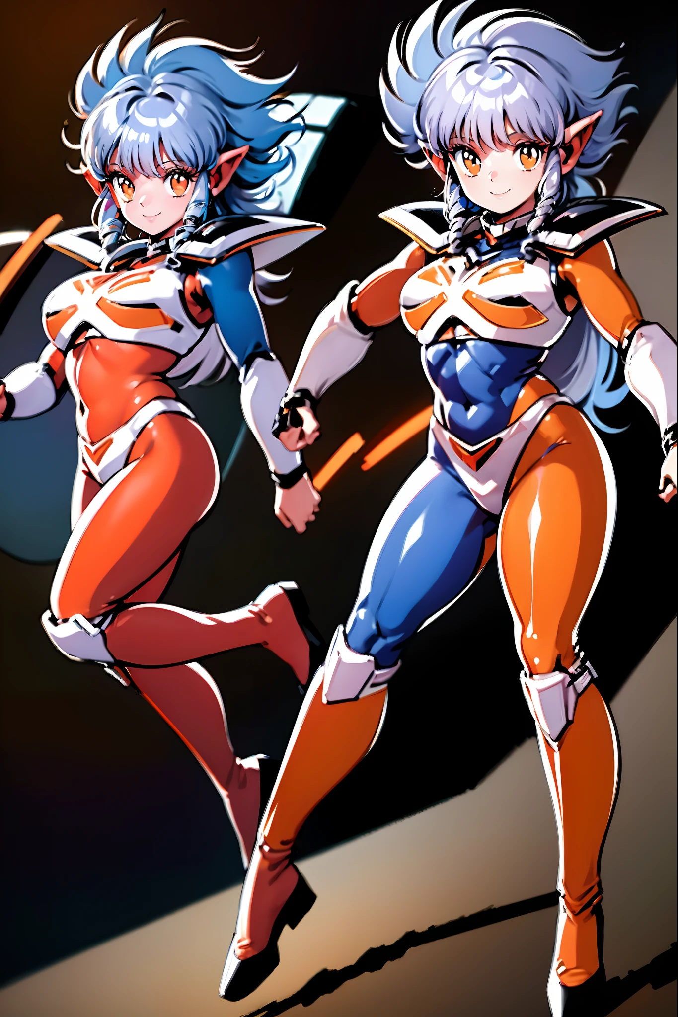 masterpiece, best quality, solo, 1girl, space,full body, iczer3,orange eyes,big breast, smile