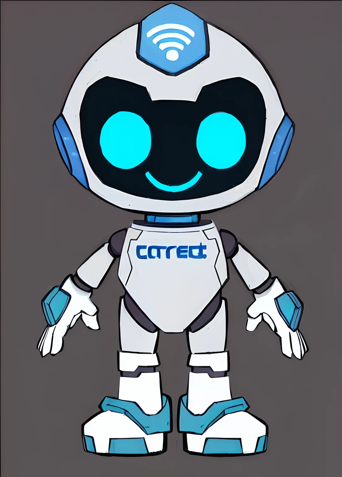 (baseie na imagem acima e somente mude a qualidade da obra) A cartoon robot with a blue light on its face, concept robot,