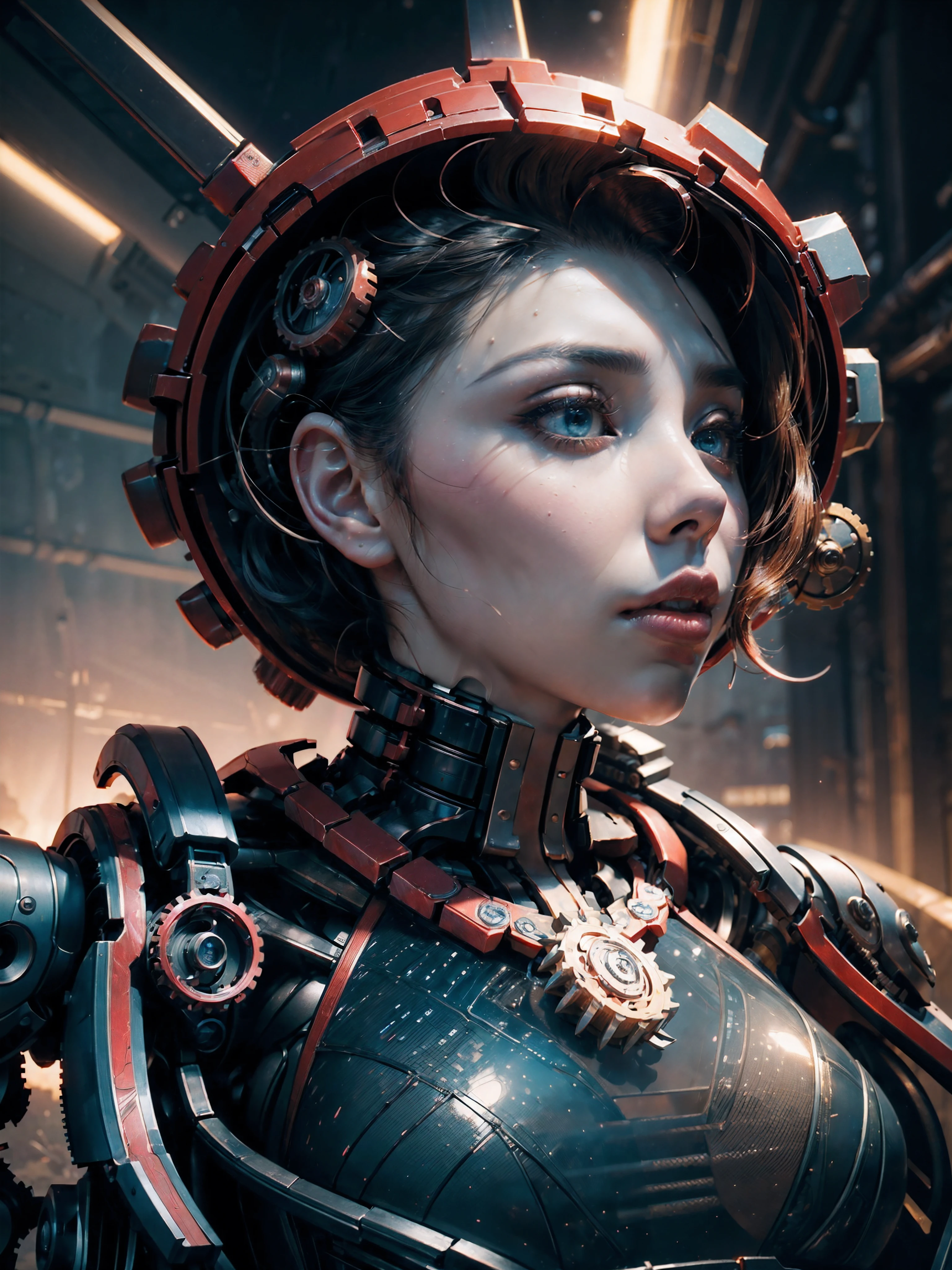 (((wide view))), nebula, (a mechanical female) scarlet Johansson, ((multi-layered structure)), (transparent exposed mechanical gears inside), ((detailed depiction)), ((complex picture)), look at me, super fine, 16k resolution, (((master work))), (long view), dynamic perspective, high resolution, super high resolution, epic shooting, detailed, accurate, detailed,