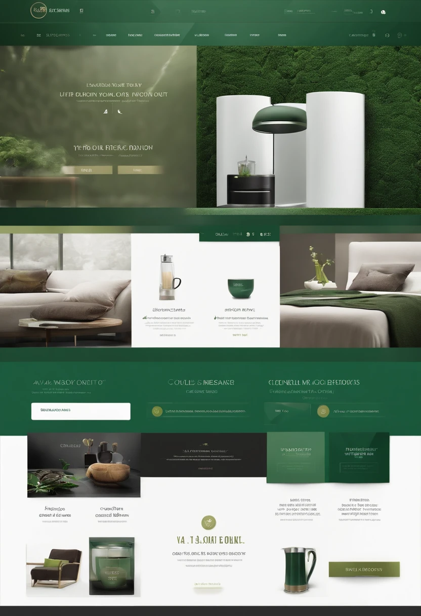 beautiful modern website like cofe shop with dark green design sleek design ui ux --v4 --stylize 5