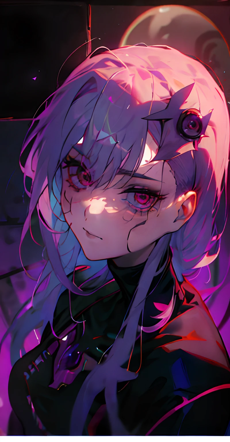 Chica de anime mirando hacie la oscuridad con cuernos y una corona en la cabeza, Gapmoe Yandere Grimdark, con ojos rojos brillantes, Chica de anime demonio, Chica de anime Gothic Maiden, con ojos rojos brillantes, Retrato Gapmoe Yandere Grimdark, Chica monstruo de anime, Mejor fondo de pantalla de Anime 4K Konachan, Derretido, chica vampiro, Arte Zerochan, El vampiro,(((lente macro)))