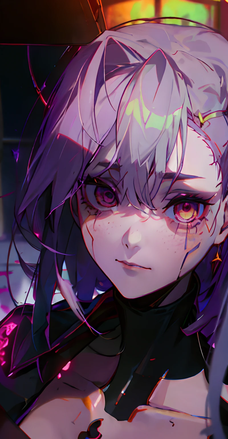 Chica de anime mirando hacie la oscuridad con cuernos y una corona en la cabeza, Gapmoe Yandere Grimdark, con ojos rojos brillantes, Chica de anime demonio, Chica de anime Gothic Maiden, con ojos rojos brillantes, Retrato Gapmoe Yandere Grimdark, Chica monstruo de anime, Mejor fondo de pantalla de Anime 4K Konachan, Derretido, chica vampiro, Arte Zerochan, El vampiro,(((lente macro))),4k, ultra calidad,