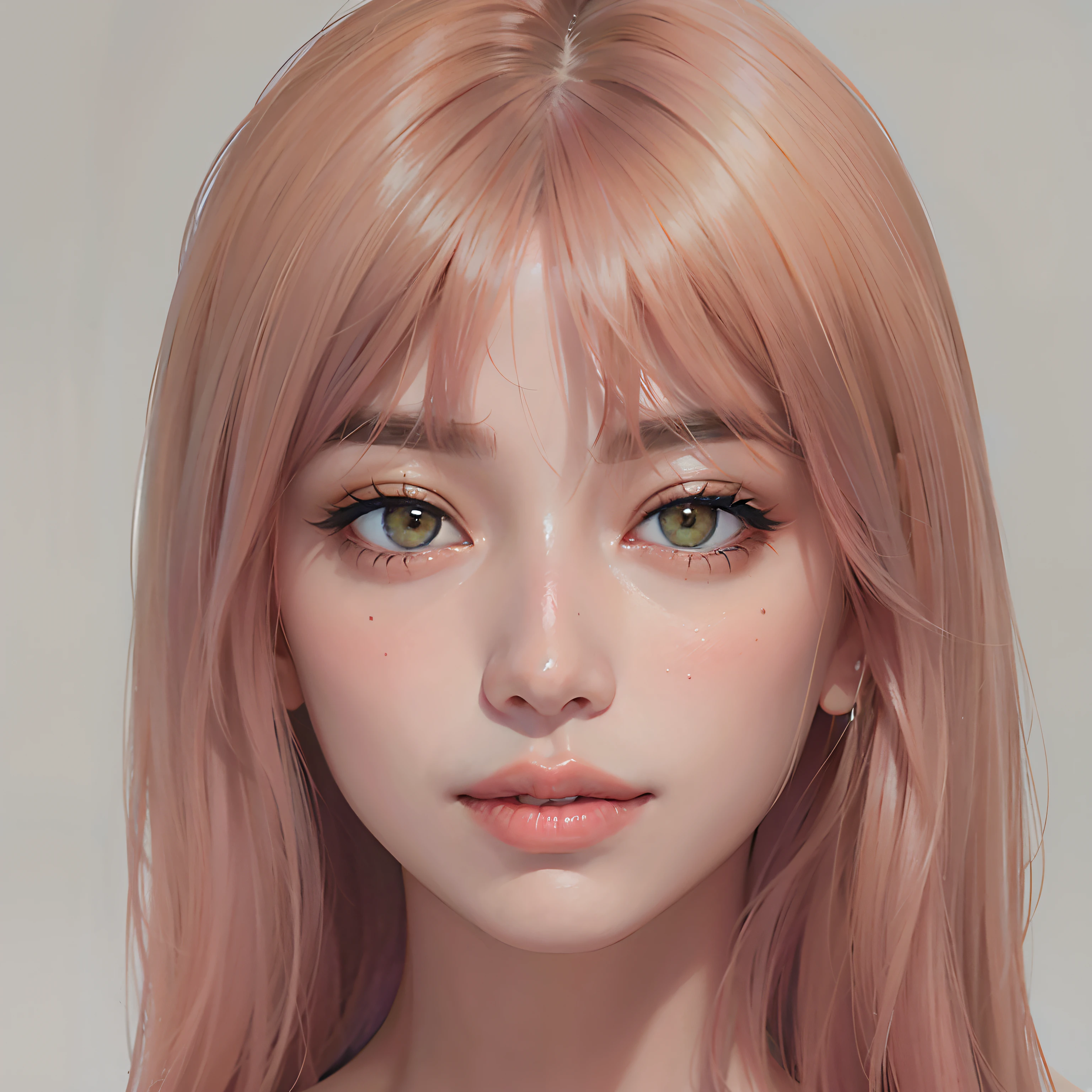 cabelo rosa loiro, olhos verdes, cara bonita, Asian, cara bonito, beautiful young lady, retrato, maquiagem, Menina 18 anos