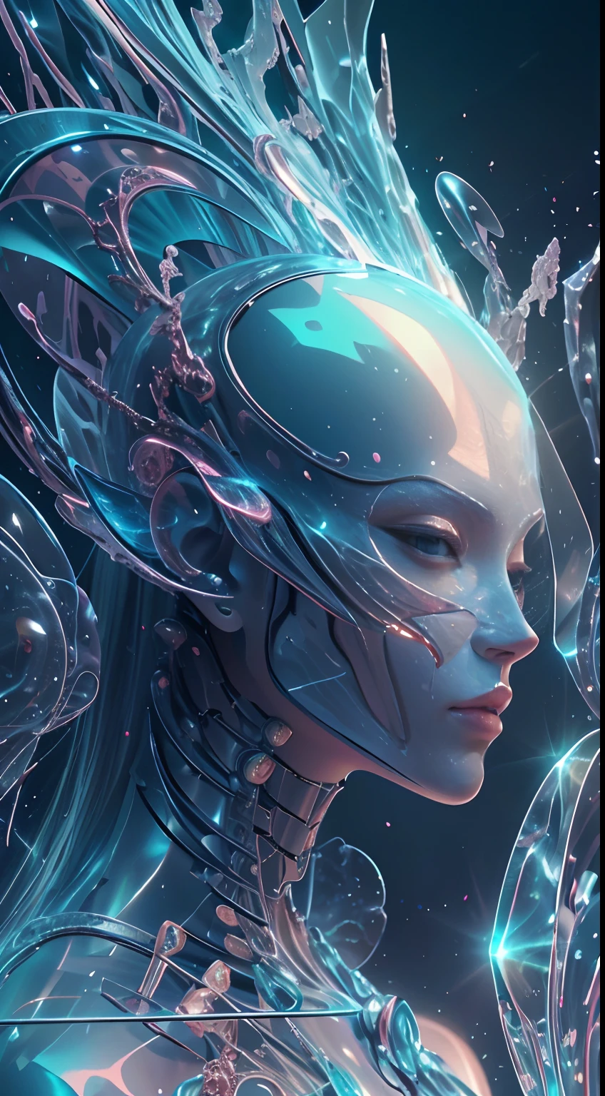 Translucent ethereal alien warrior,ModelShoot style, (Extremely detailed CG unified 8K wallpapers), The beauty of abstract stylization,,surrealism, 8K, Super detail, Best quality, Award-Awarded, Anatomically correct, 16k, Super detail