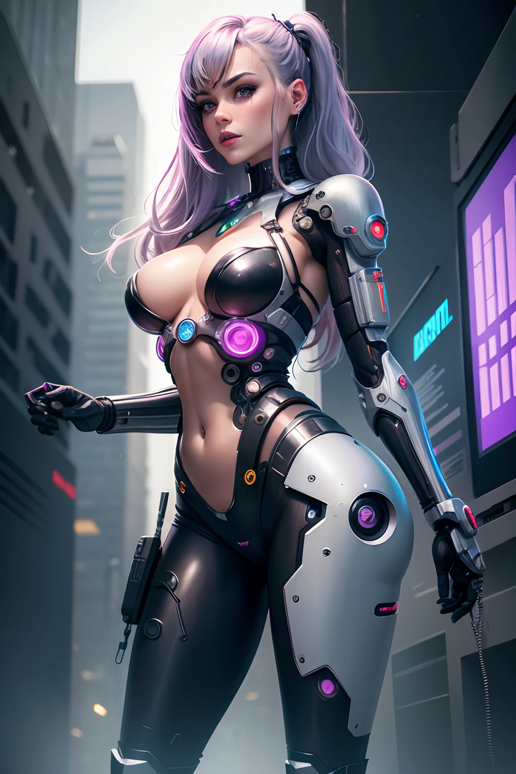 woman full cyborg, cyberpunk, robot, (vagina mechatronics complex, machine) detalied,