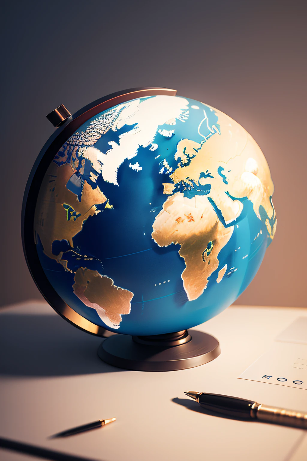 Act as a designer and create a stylized globe to make a logo rendering