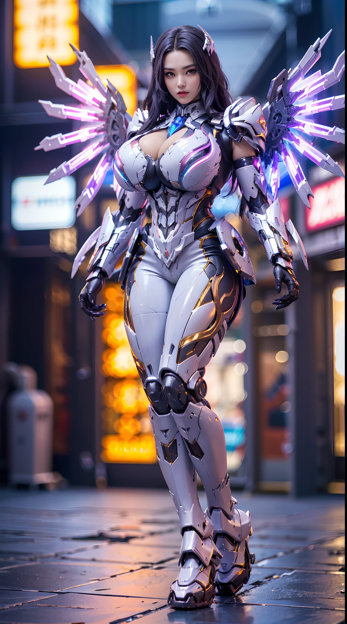 (DRAGON HEAD), (BUSTY HUGE FAKE BOOBS), (BEAUTIFUL FACE), BLACK HAIR:0.5, (WHITE:1, BLACK:0.8, RGB:1.2), (PHOENIX ARMORED MECHA GEAR), (((A PAIR LARGEST OF MECHA WINGS))), (SKINTIGHT MECHA PANTS), (CLEAVAGE), (SEXY LEGS), (LOOKING AT VIEWER), (FULL BODY), ((STANDING)), (SLENDER), (SEXY BODY), (MUSCLE ABS), UHD, 8K, 1080P.