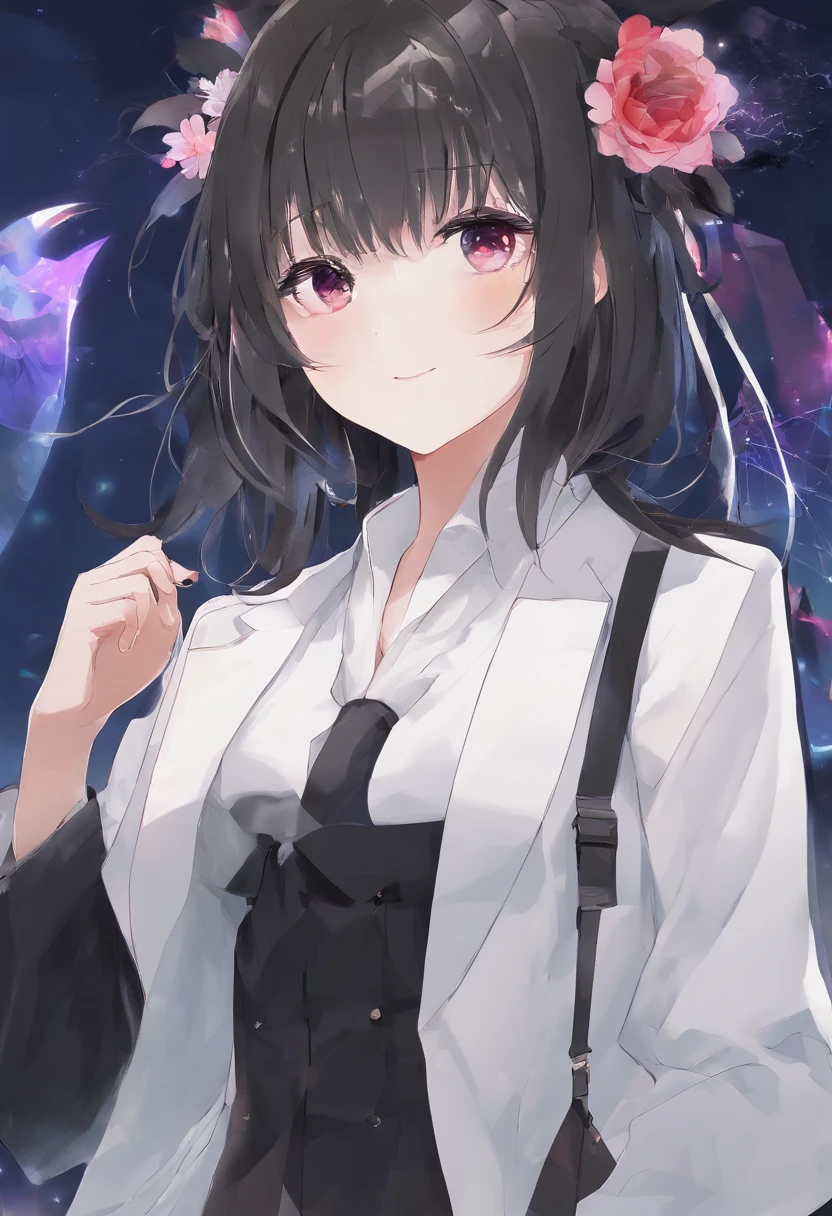 Super perfect illustration style，Manga illustration style，Anime girl with horns and glasses anime moe art style, demon anime girl, Maroon shawl short hair demon girl, in an anime style, Standing portrait of a demon girl,[[[[grinning evily]]]], The witch stood up and looked at the audience， anime visual of a cute girl，Complete the whole body，White slip shirt，Black coat half-shouldered，Black  shorts，Stockings of different heights，On one side are over-the-knee stockings，On one side are calf socks，Draw the entire body in its entirety，The shoes are black sneakers，Background single color，solid color backdrop，Facing the audience, He opened his mouth，Smile and show tiger teeth，Full-body image，White slip shirt，The background color is single white，The eyes are blood-red，Focus on the depiction of the eye，Perfect eye details，The stockings are high on one side，The other side is low，Full character，simplebackground