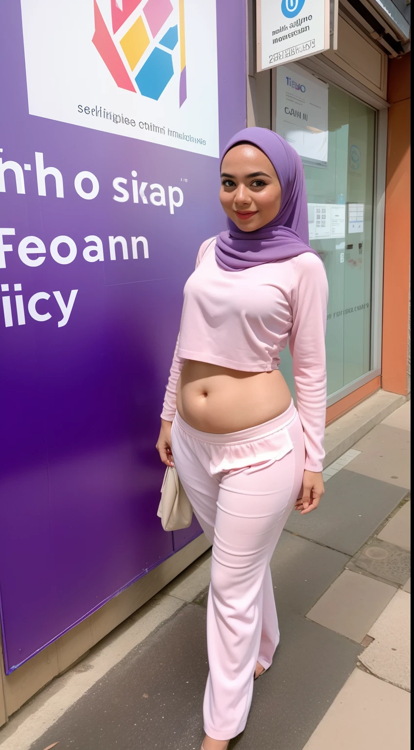 Hijab, sucette a la bouche, souleve sa robe dans un magasin, montre sa culotte 