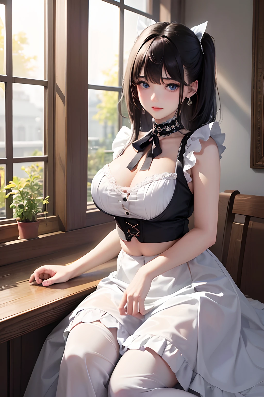 1girl in、looking at the viewers、
The upper part of the body、Beautiful blue eyes、Twin-tailed black hair、Moles under the eyes、Plump and glossy lips、Heart-shaped choker、gazing at viewer、smiling at the viewer、。.。.。.。.。.。.。.。.。.。.。.。.。.。.。.。.。.。.。.。.。.。.。.。.。.。.。.。.3D、realisitic、
Blouses with ruffles、Ultra mini skirt、florals、Lace trim、Meet at Cafe Terrace、
masterpiece、top-quality、8K、detailed skin textures、Detailed Cloth Texture、beautifull detailed face、intricate-detail、ultra-detailliert、
Rim lighting、Side lighting、ciinematic light、超A high resolution、8K UHD、film grains、Best Shadow、delicated、gazing at viewer、front facing