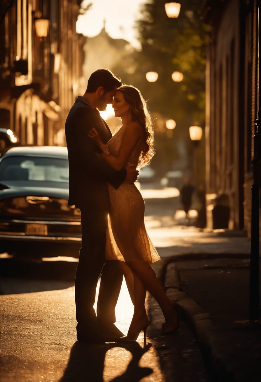 (best quality,ultra-detailed,photorealistic:1.37), HDR, vibrant colors, soft lighting, intimate moment, warm tones, passionate atmosphere, contemporary painting, nude art, urban setting, confidence, body language, young love, spontaneity, romance, public display of affection, sexuality. Sex at public road