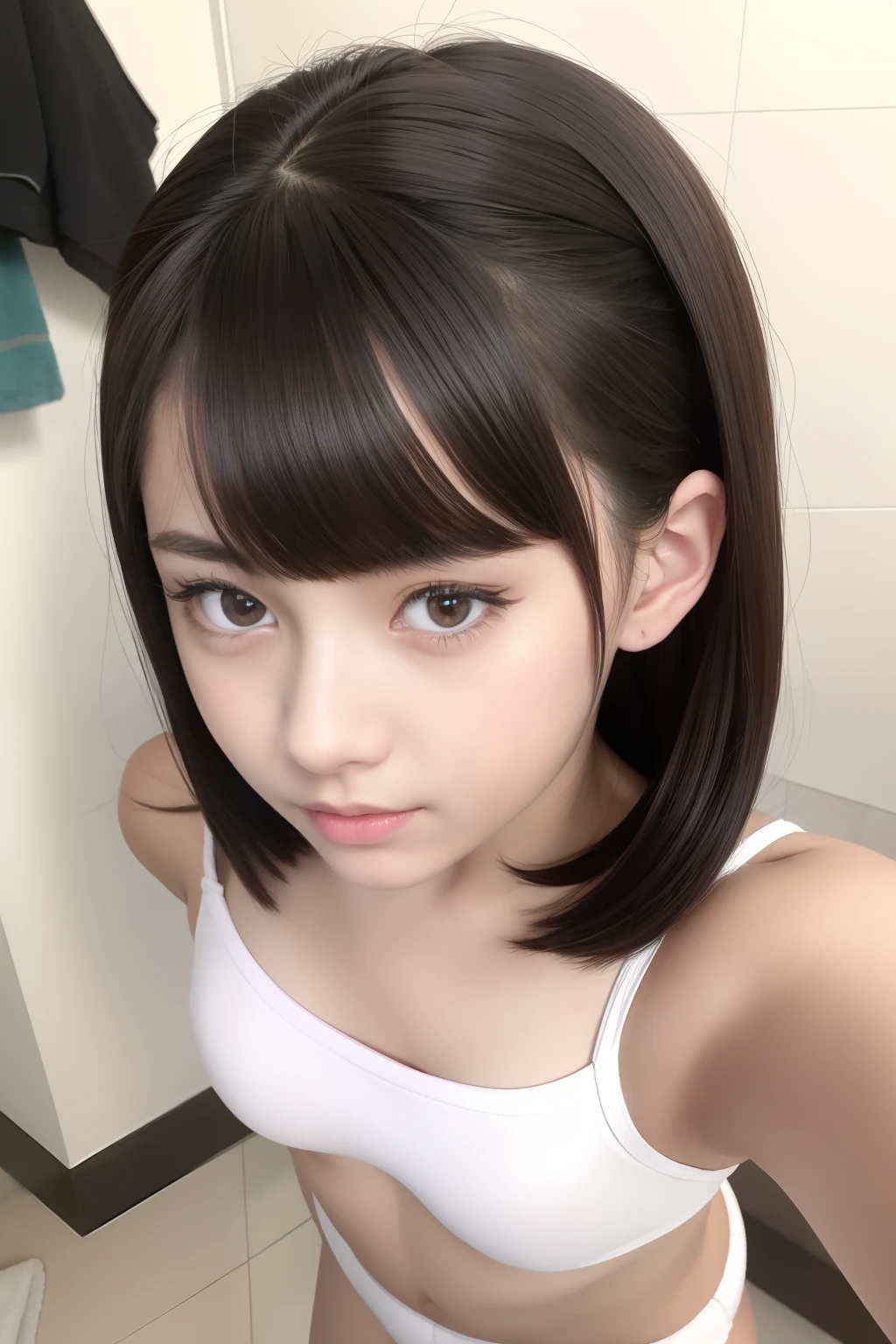 NSFW,Photo portrait of a girl, (masutepiece, 8K, Photorealistic, Raw photo, Best Quality, sharp: 1),Highly detailed face, Beautiful face, (Realistic face), Beautiful hairstyle, Realistic eyes, Beautiful detailed eyes, (Realistic skin), Beautiful skin, 超A high resolution, A hyper-realistic, Highly detailed, (pureerosface_v1:0.2), (European Preteen:1.4), (Japan Preteen:0.7), 1 beautiful girl,
(Age 9, Pretty girl:1.3), High Nose, Slim body, Slender girl, detailed bust, Slim thighs, Slim legs, small hip, Hair Ribbon, (((completely ))), (double bun hair), (((In a beautiful bathroom))), (Looking View:0.3), (Midriff:0.9), ((Face Focus)),Face up,,Dynamic Angle, Perfect hands,POV、 Portrait,(Angle from above) water eye,Xiao Wet Skin,