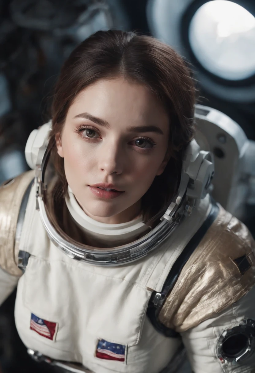 ((She is sexy and sensual)), She is wearing a rotten and torn clothes as an astronaut, she is in an interplanetary hospital in the outer space, She is looking at you, she's drooling, she's crazy, she's crazy, Masterpiece, better quality, clear focus, dynamic pose, cinematic lighting, Hyper Detailed Ultra Sharp, ((((((((idne))))), (((intricate))))), UltraRealistic, Dynamic, Smooth, Sharp Focus, Illustration, 8K, MuCoi, NSFW, (NSFW:1.5)