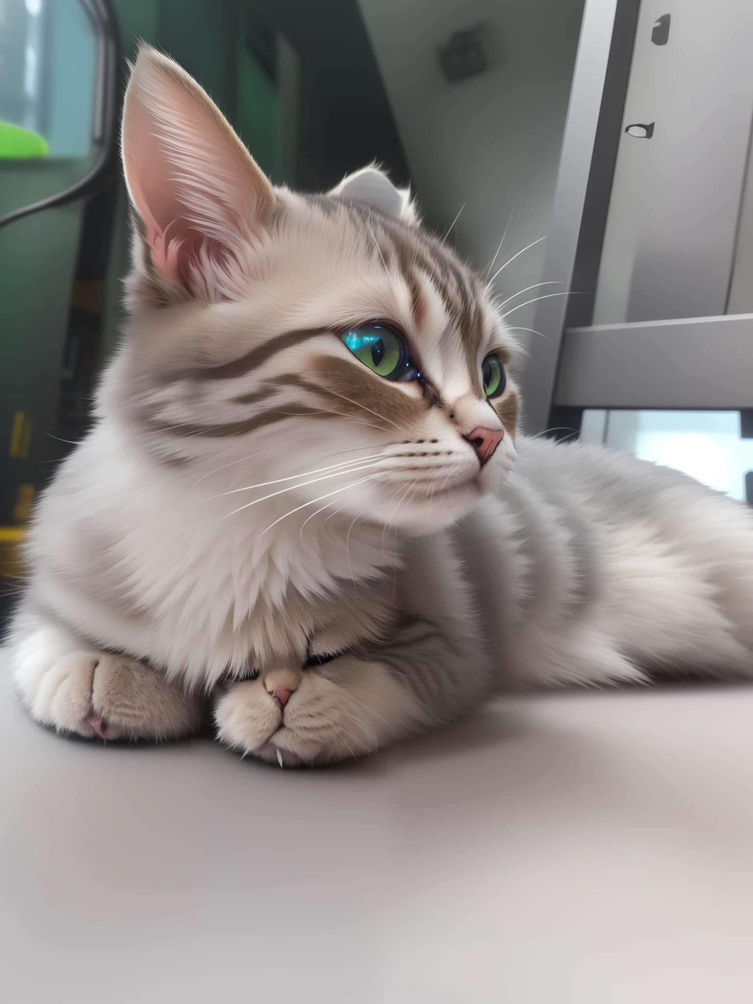 a cute kitten made out of metal, cyborg, cyberpunk style, ((intricate details)), hdr, ((intricate details, hyperdetailed)), cinematic shot, vignette