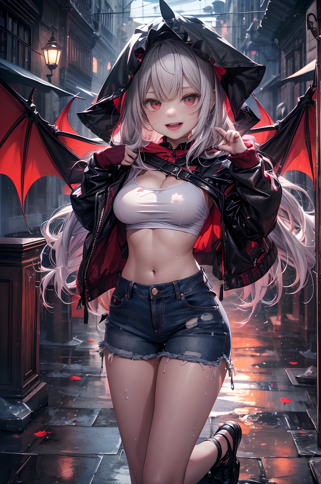 ((melhor qualidade)), ((obra de arte)), (detalhado), rosto perfeito
,(vampire:1.2),(heterochromia:1.2),(red_sclera:1.2),(hand_between_legs:1.2),(unbuttoned_shorts:1.2)