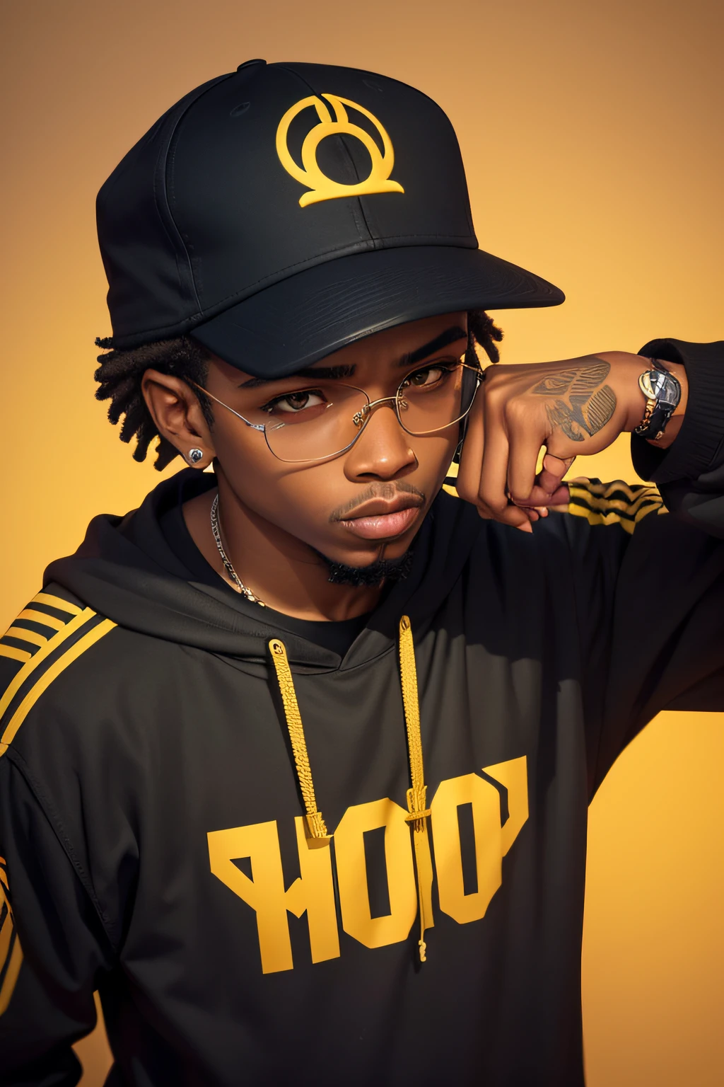 "Create a unique logo for a hip-hop brand that captures the essence of hip-hop culture. O logo deve incorporar elementos que representem o estilo, to music, The dance and the characteristic attitude of hip-hop. Use cores, shapes and graphics that transmit energy, criatividade e autenticidade. Make sure the logo is memorable and conveys the unique vibe of hip-hop culture."